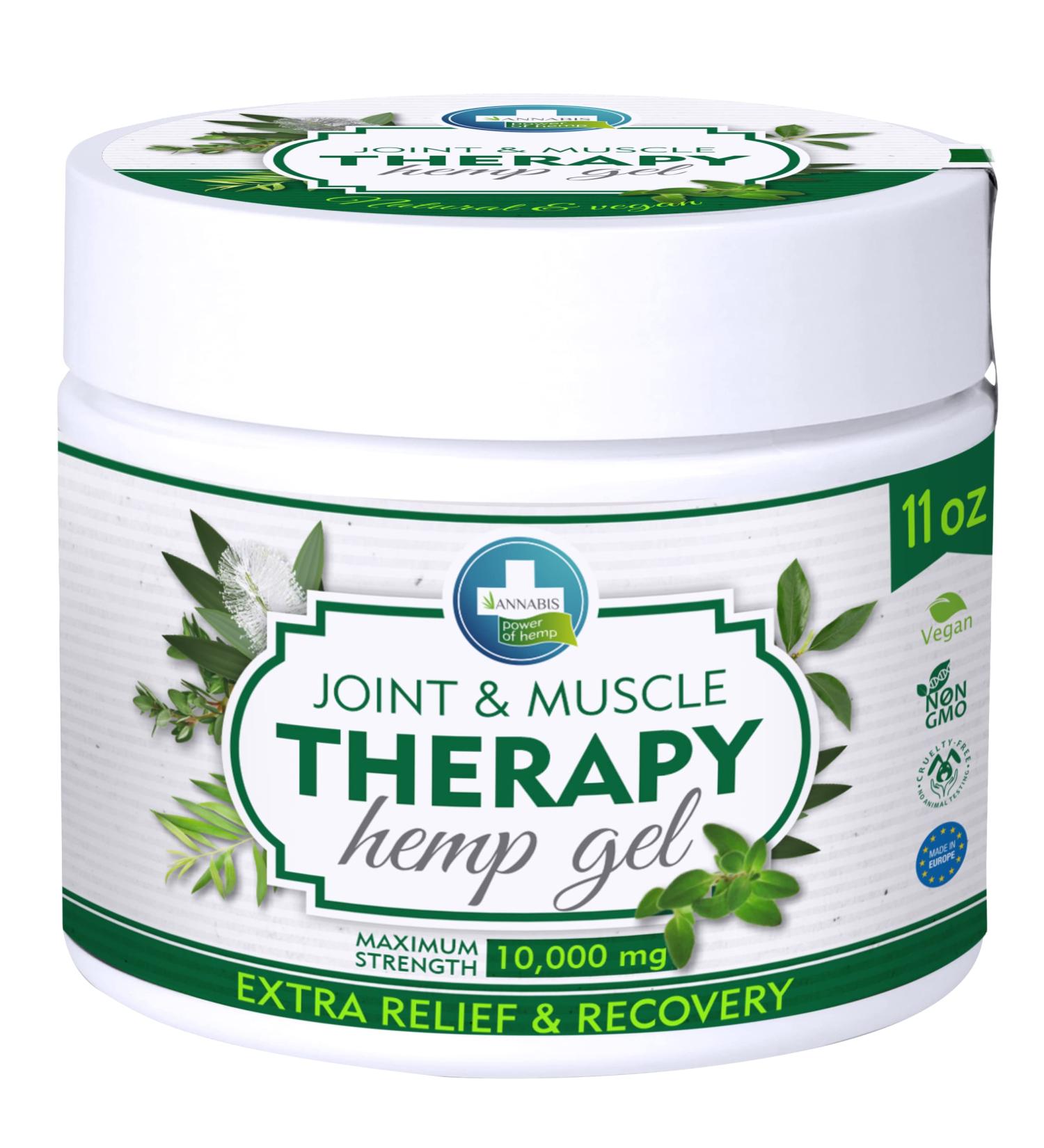 Annabis Natural Vegan Joint & Muscle Therapy Gel | Organic Hemp & Camphor | Maximum Strength 10,000mg - Buy Online on GoSupps.com