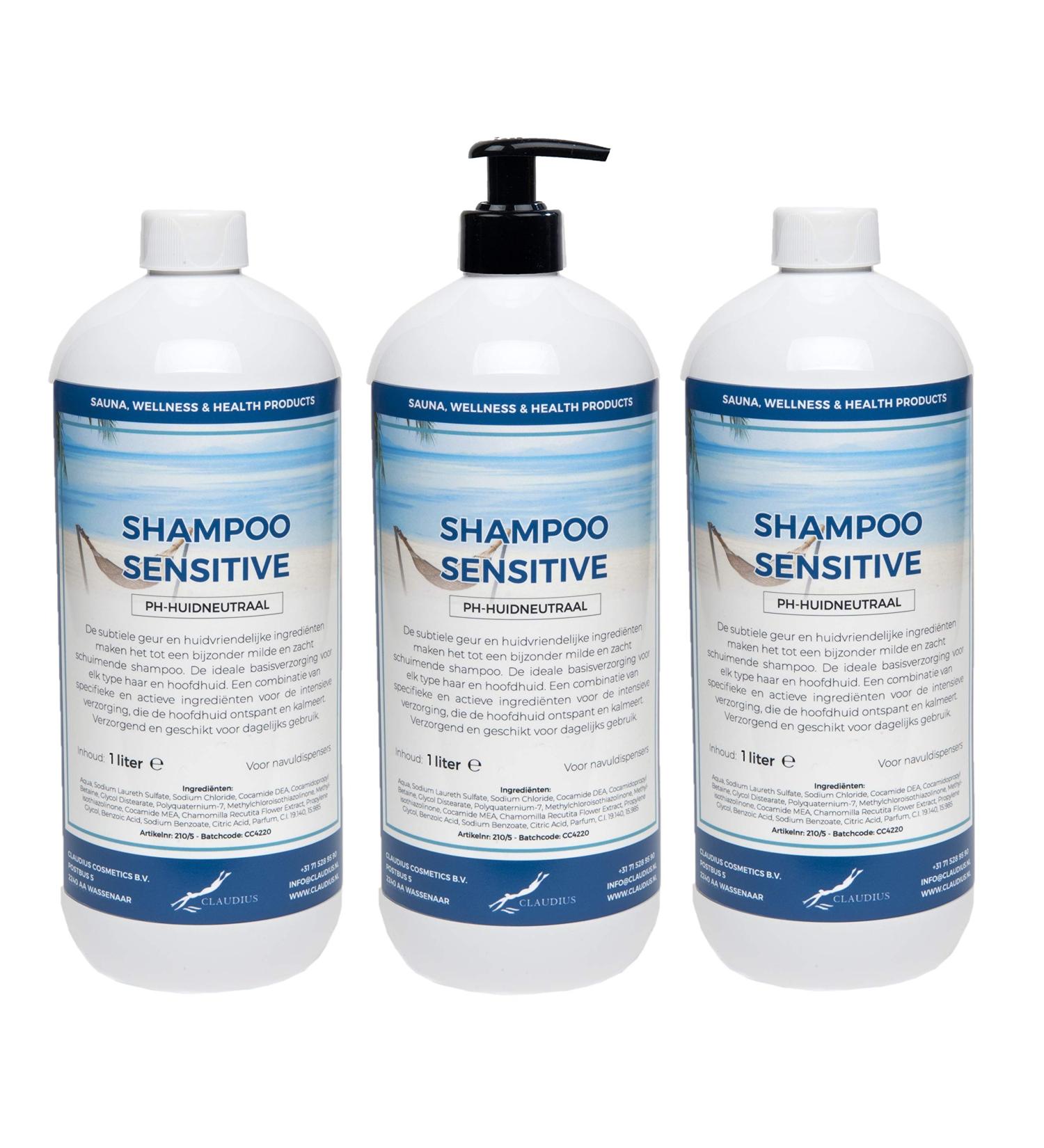 Claudius Shampoo Sensitive 3 x 1 liter met gratis pomp