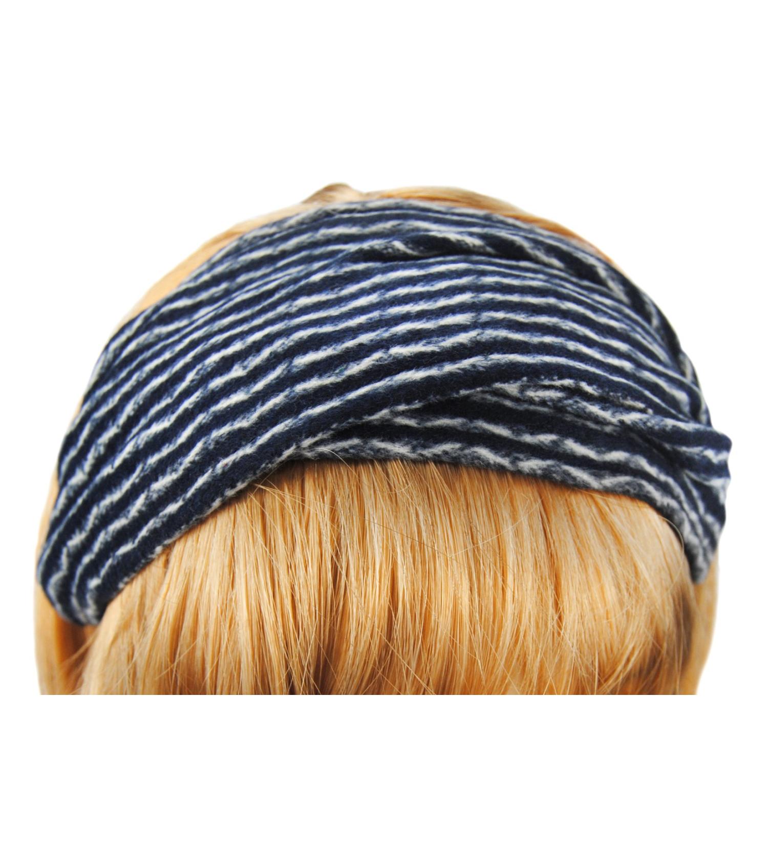 axy HB6 Hairband Yoga Headband Hairband (Dark Blue with White Stripes)