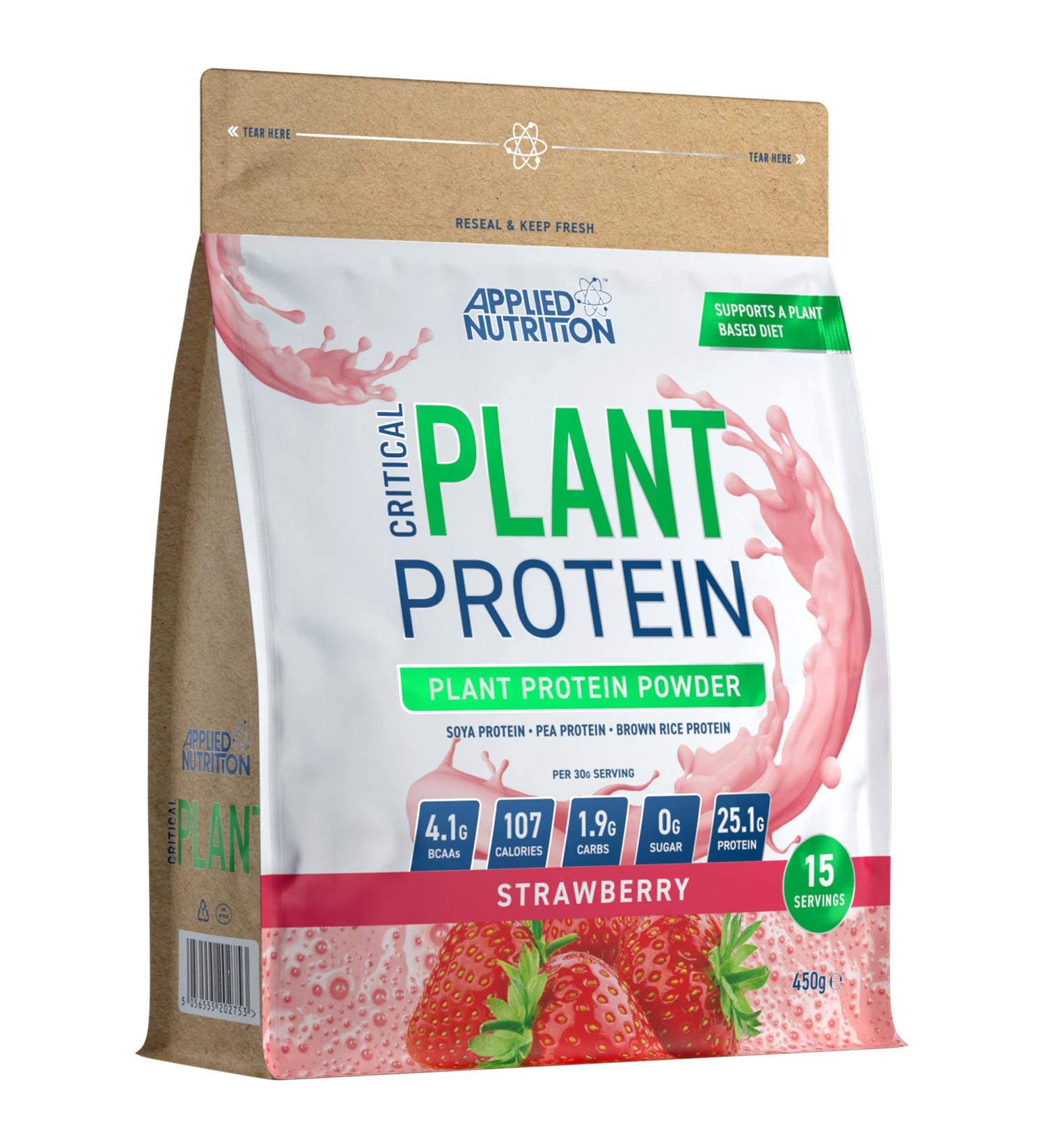 Applied Nutrition Critical Plant Protein - Vegan Strawberry Protein Powder (450g) - Buy Online on GoSupps.com