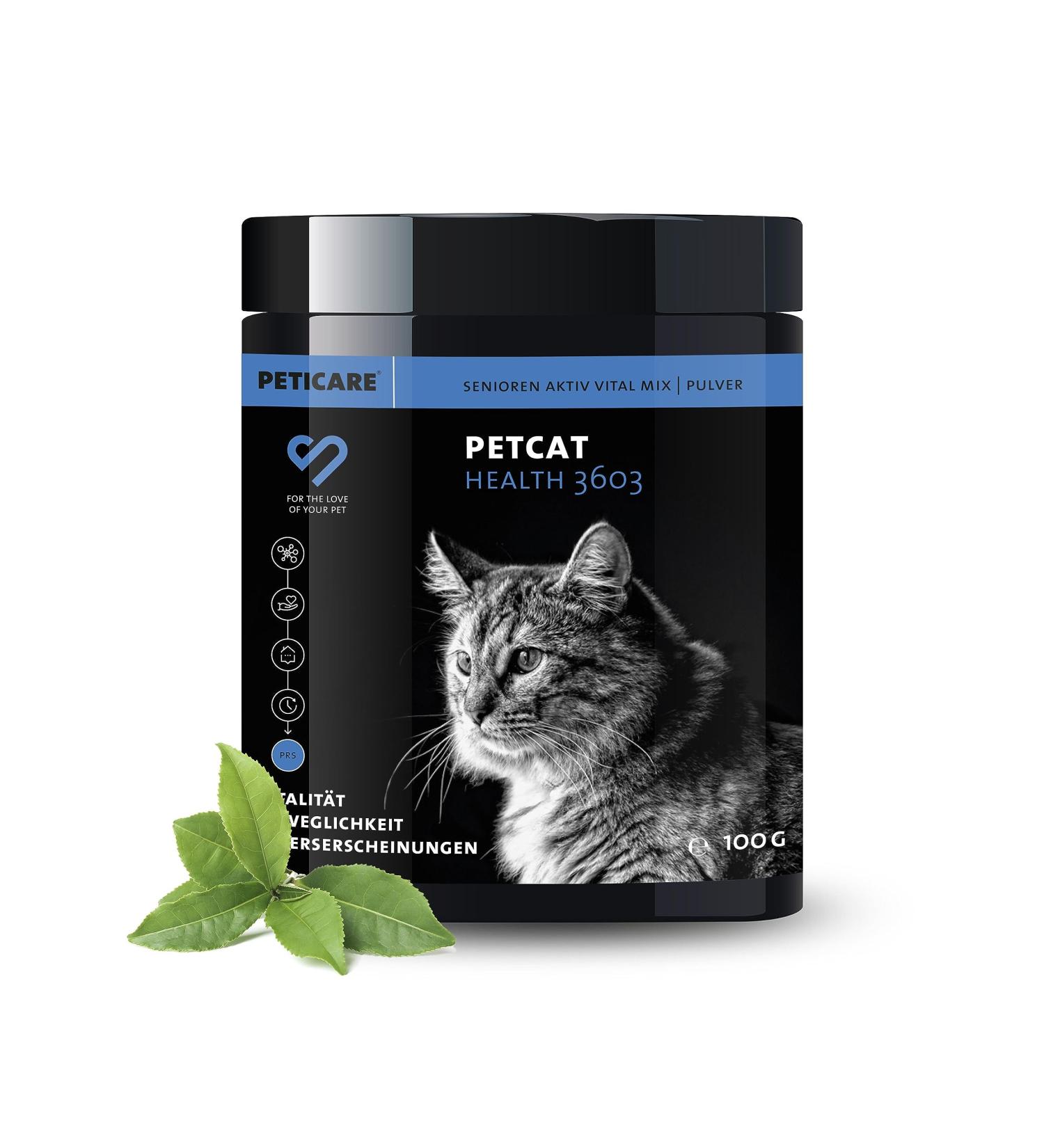 Peticare Senior Active Vital Mix Powder for Senior Cats | Natural Food Supplement with Green Lipped Mussel MSM Turmeric | Immune Boost & Deficiency Support | petCat Health 3603 (100 g) - Buy Online on GoSupps.com