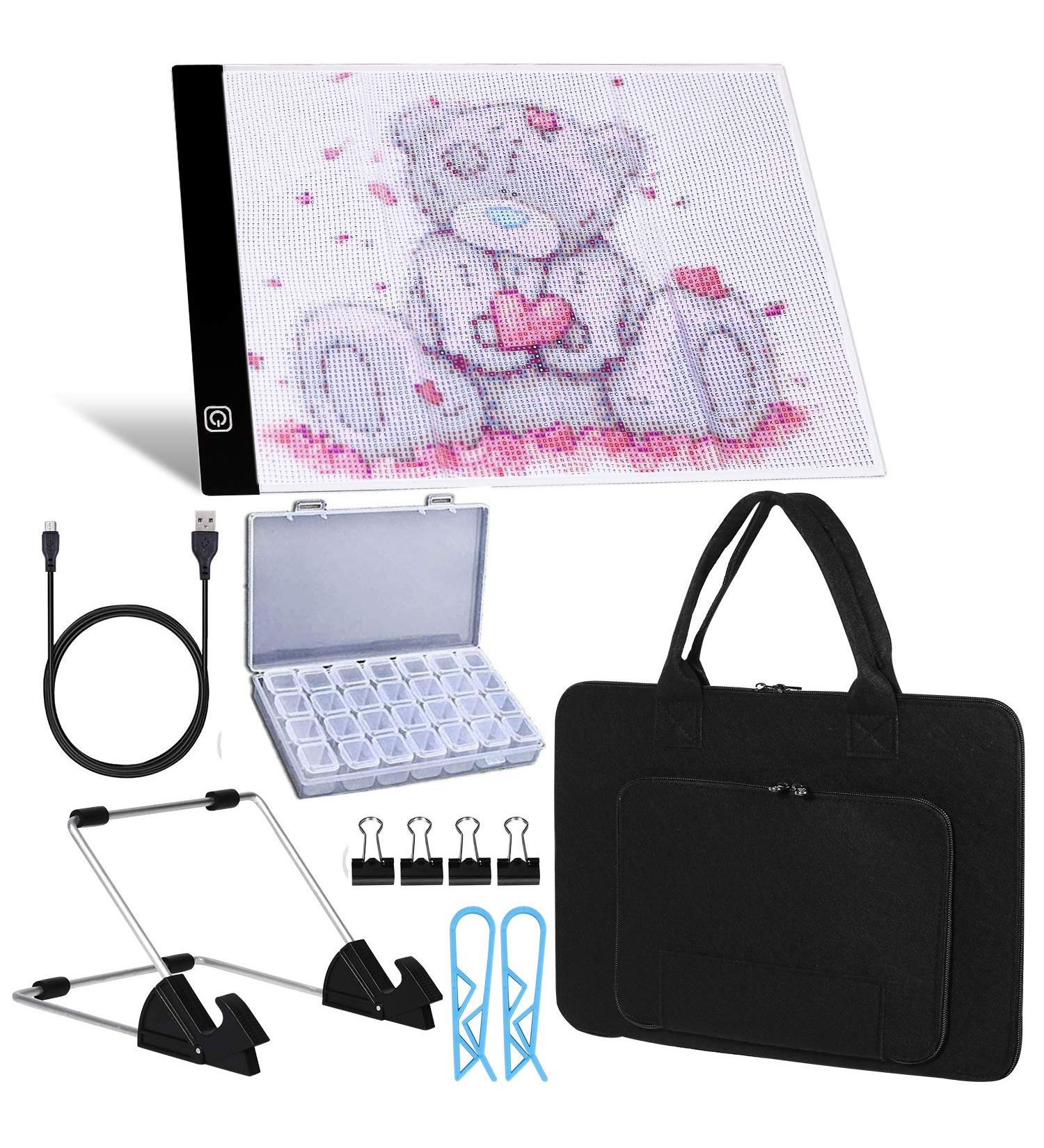 A4 LED Light Pad for Diamond Painting - USB Powered Super Bright Light Board Kit with Stand and Clip for Easy Crafting (Pad and Bag Included) - Buy Online on GoSupps.com