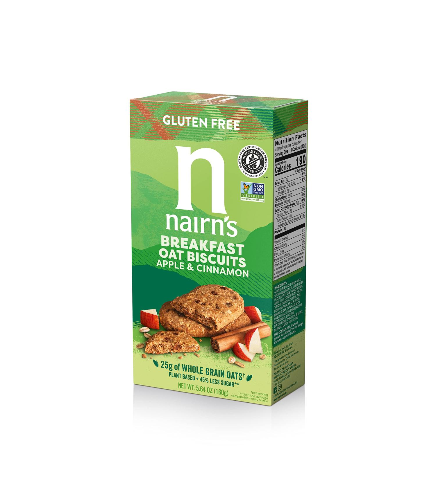 Nairn's Gluten Free Apple & Cinnamon Breakfast Biscuits 5.64oz (Pack of 3) - Delicious & Nourishing Gluten-Free Breakfast Option - Buy Online on GoSupps.com
