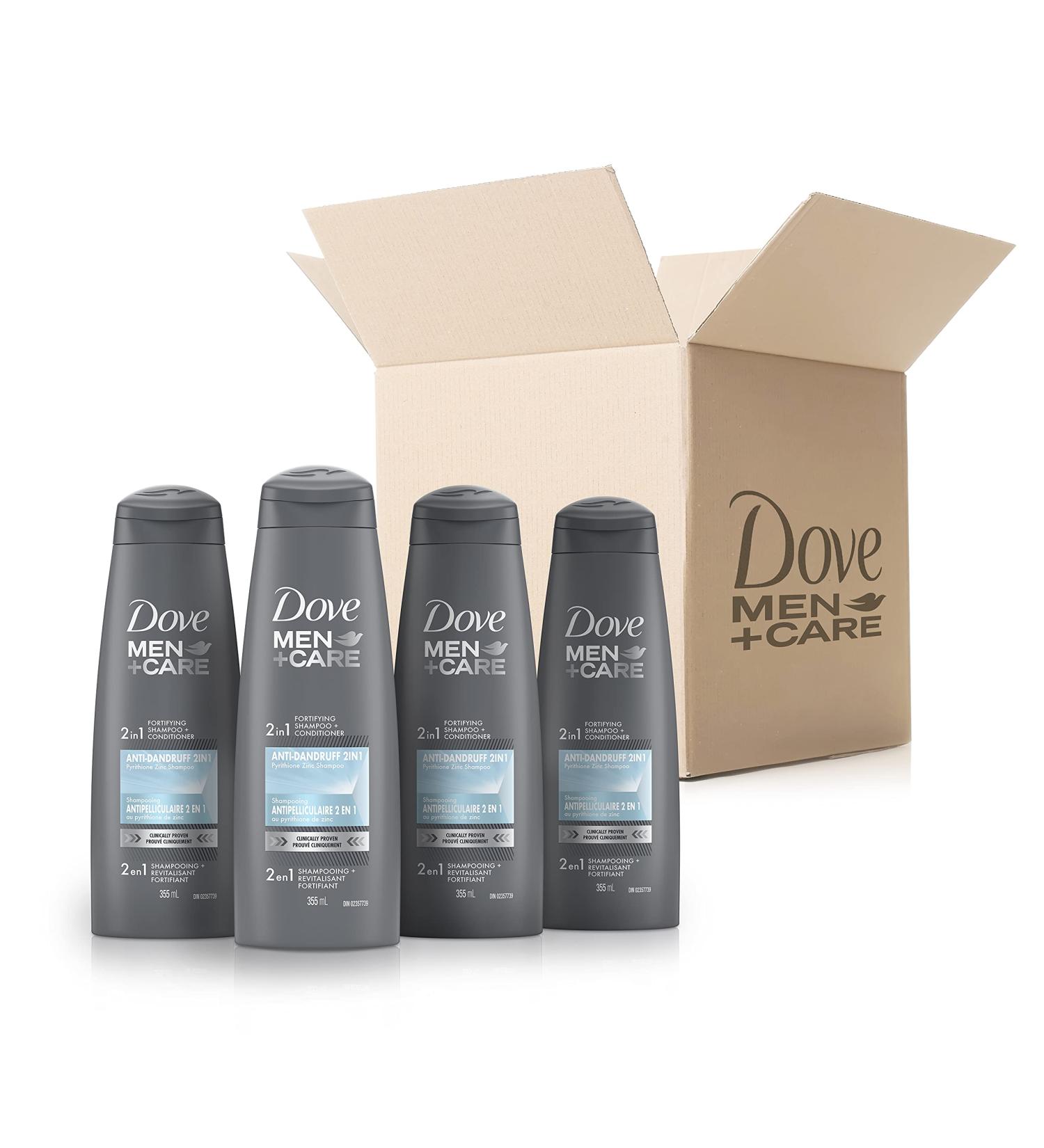 Dove Men+Care Fortifying Shampoo + Conditioner Anti-Dandruff 2 In 1 Clinically Proven to Fight Dandruff 355 ml Pack of 4 - Buy Online on GoSupps.com