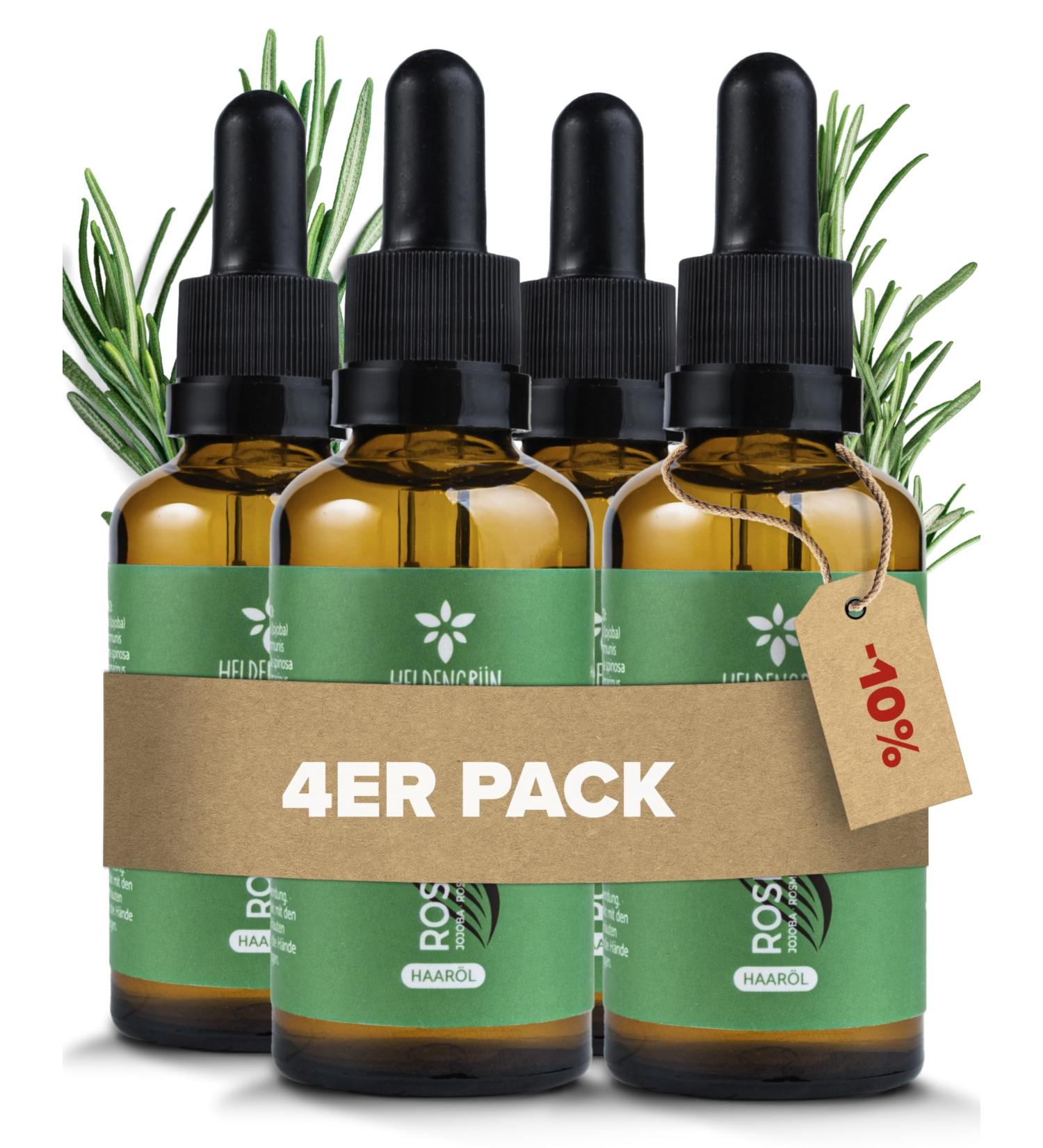 Heldengr n Organic Rosemary+ Hair Oil | Stimulates Hair Growth | High-Dose Hair Loss Treatment with Jojoba & Rosemary Oil | 4 x 50 ml Pack - Buy Online on GoSupps.com