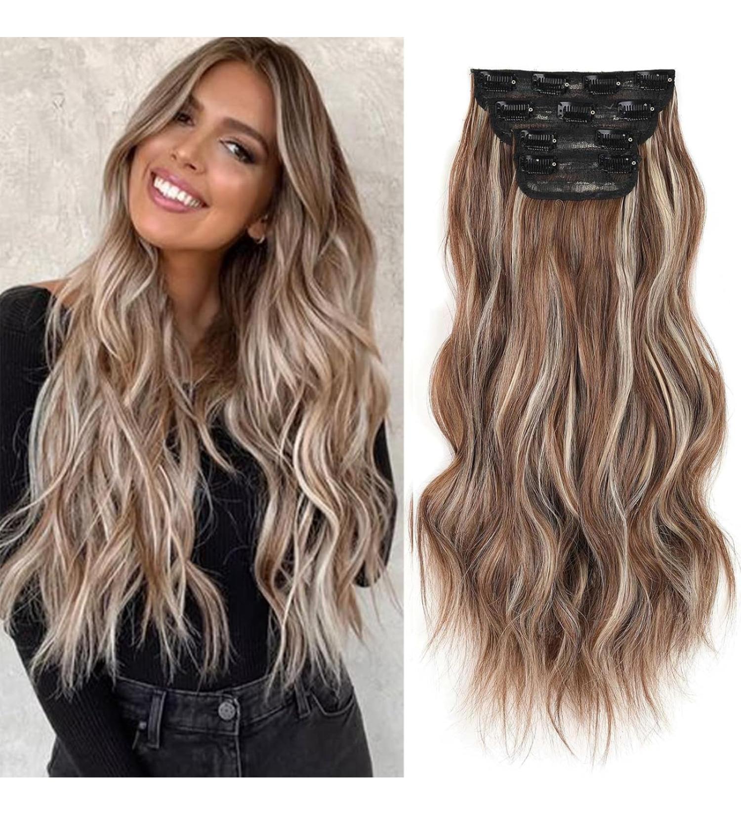 Xtrend 20Inch Bleach Blonde Mix Brown hair extensions Clip in Hair Extensions Synthetic Hair pieces for Women - Buy Online on GoSupps.com