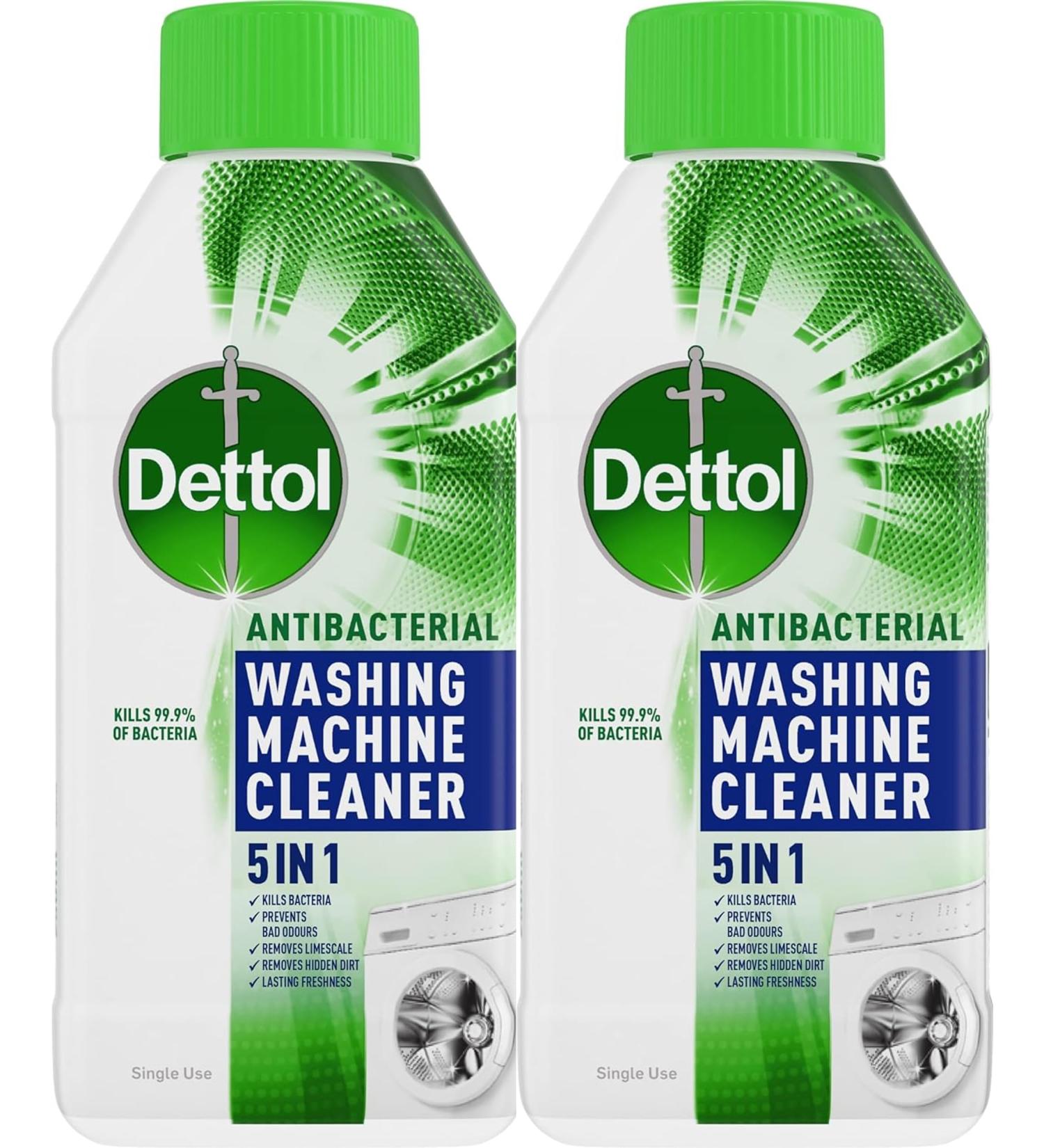 Dettol Original Antibacterial Washing Machine Cleaner Removes Limescale Bad Odour Bacteria and Dirt 250 ml Pack of 2 - Buy Online on GoSupps.com