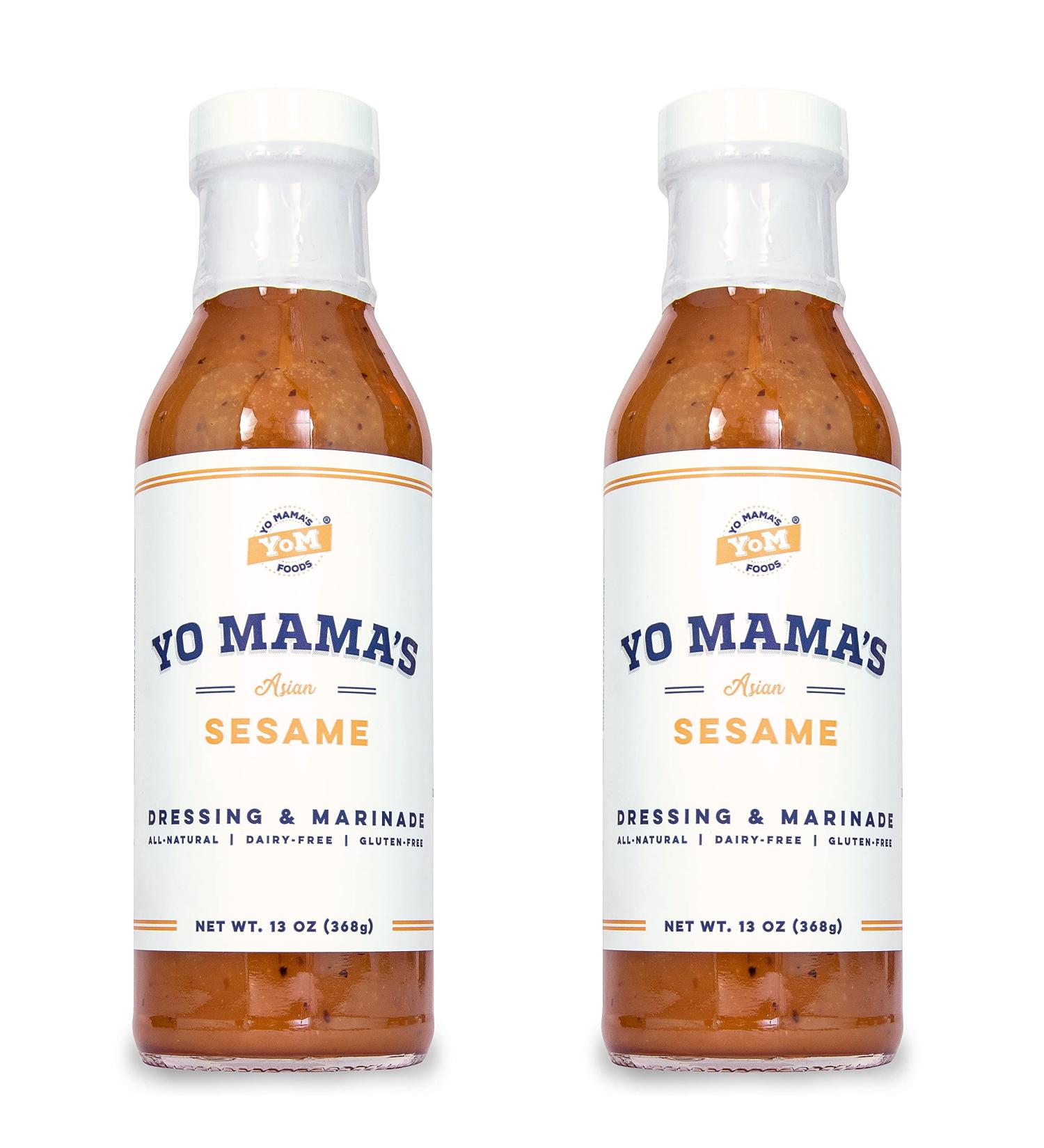 Yo Mama's Foods Gourmet Natural Asian Sesame Dressing & Marinade | 2 Large Bottles | Low Carb, Low Sodium, Gluten-Free & Non-GMO Tamari | 13 oz (Pack of 2) - Buy Online on GoSupps.com