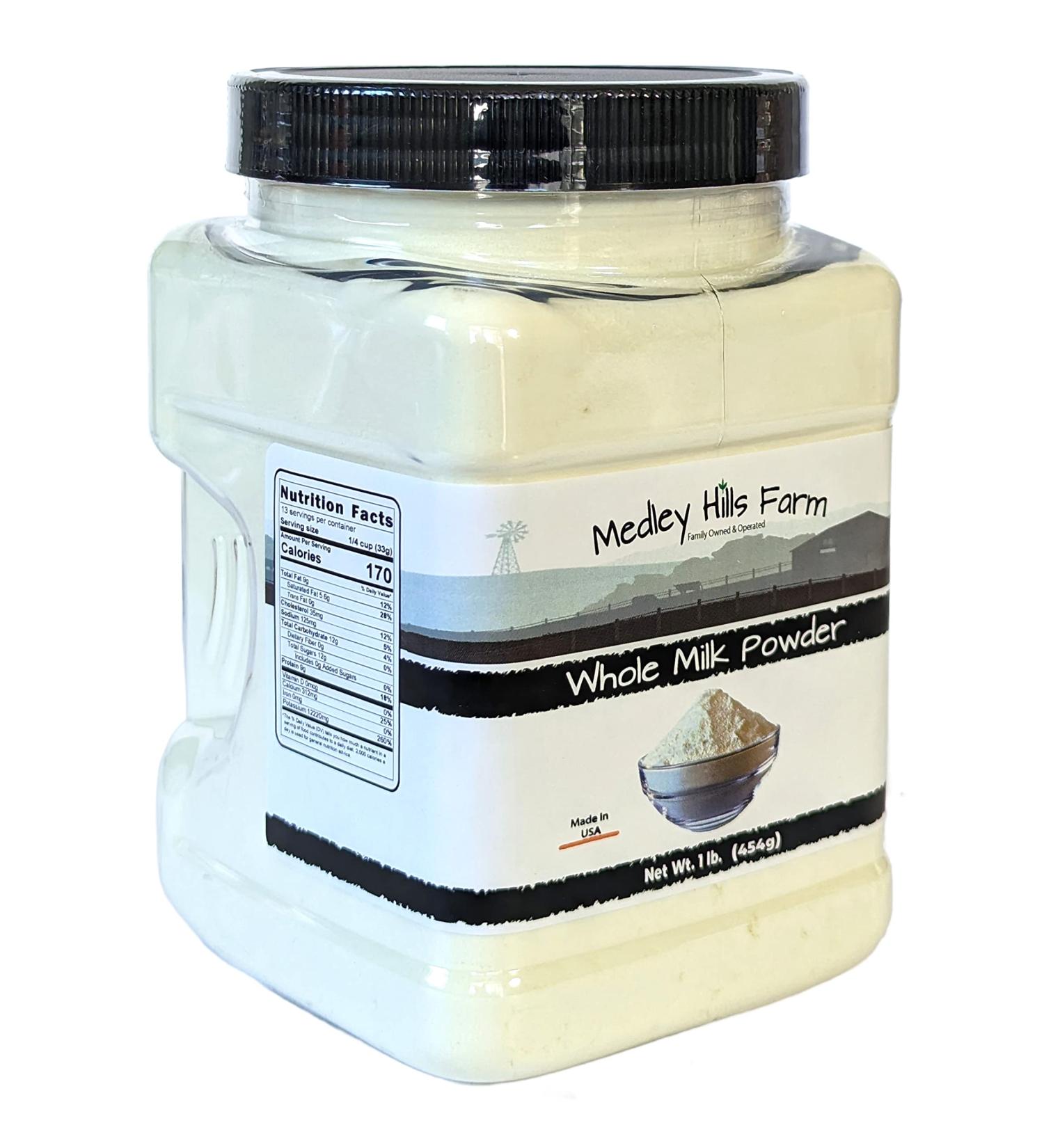 Medley Hills Farm Whole Milk Powder 1 lb in Reusable Container - Ideal for Baking - USA Product - Buy Online on GoSupps.com