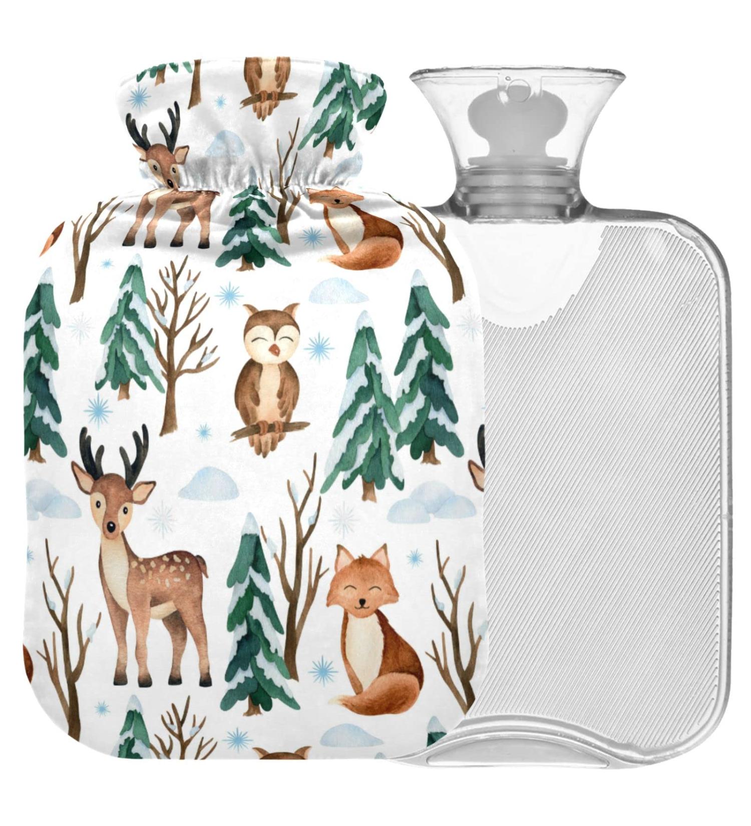 Naanle Christmas Deer Fox Hot Water Bottle | 1L Transparent Warm & Cold Therapy for Pain Relief | Ideal for Bed Hands & Feet - Buy Online on GoSupps.com