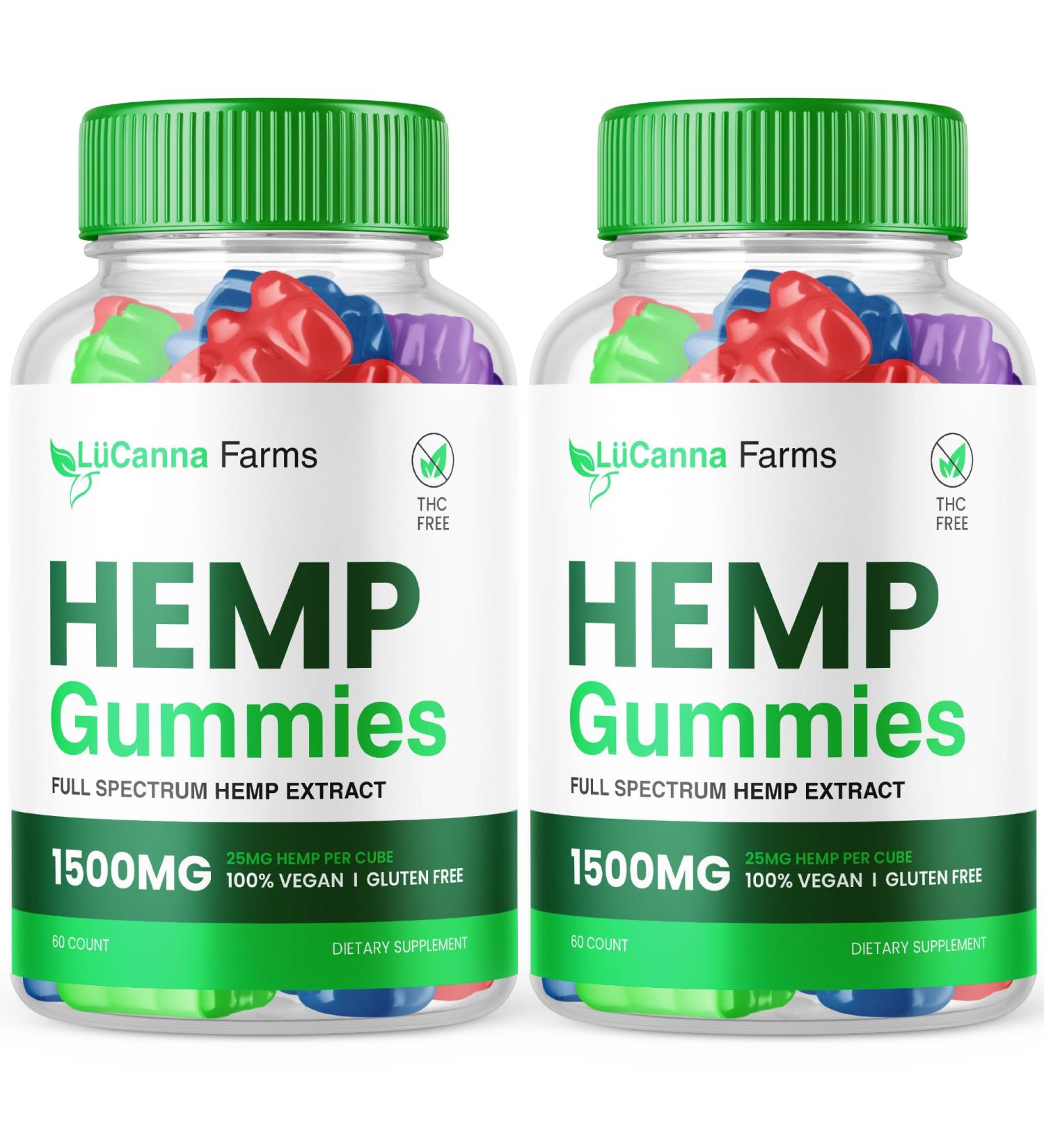 (2 Pack) Lucanna Farms Gummies Lucana Farms Hemp Gummies Advanced Formula Maximum Performance Hemp Blend LucannaFarms Gummies Supplement 25mg per Gummy 1500mg per Bottle Reviews New (120 Gummies) - Buy Online on GoSupps.com