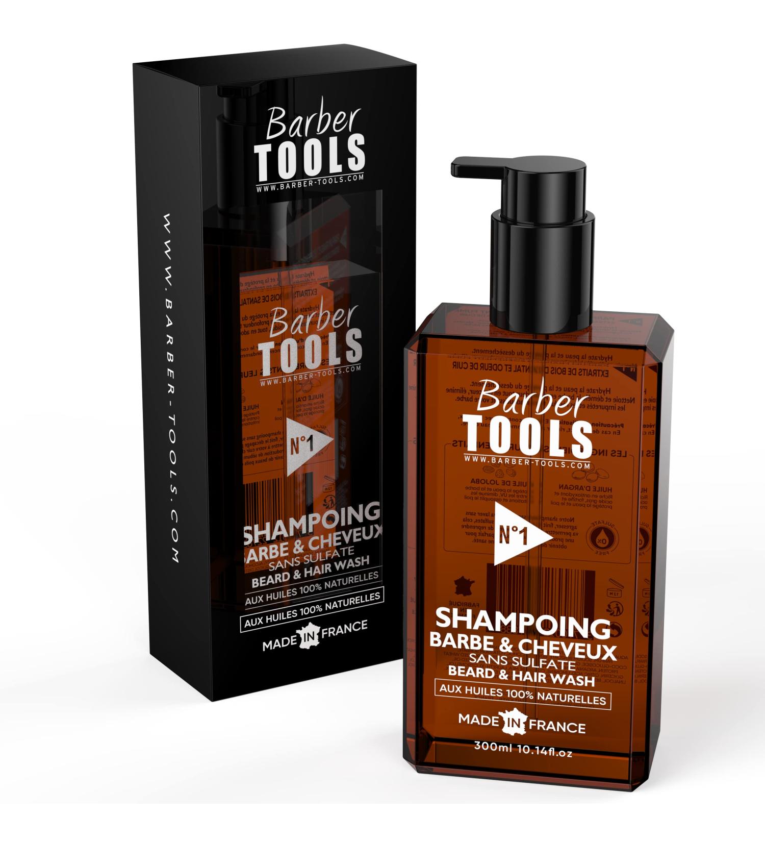 Beard and Hair Shampoo Sulphate Free 300 ml Argan Oil and Jojoba Oil for Beard Care and Care Made in France BARBER TOOLS (300 ml) - Buy Online on GoSupps.com