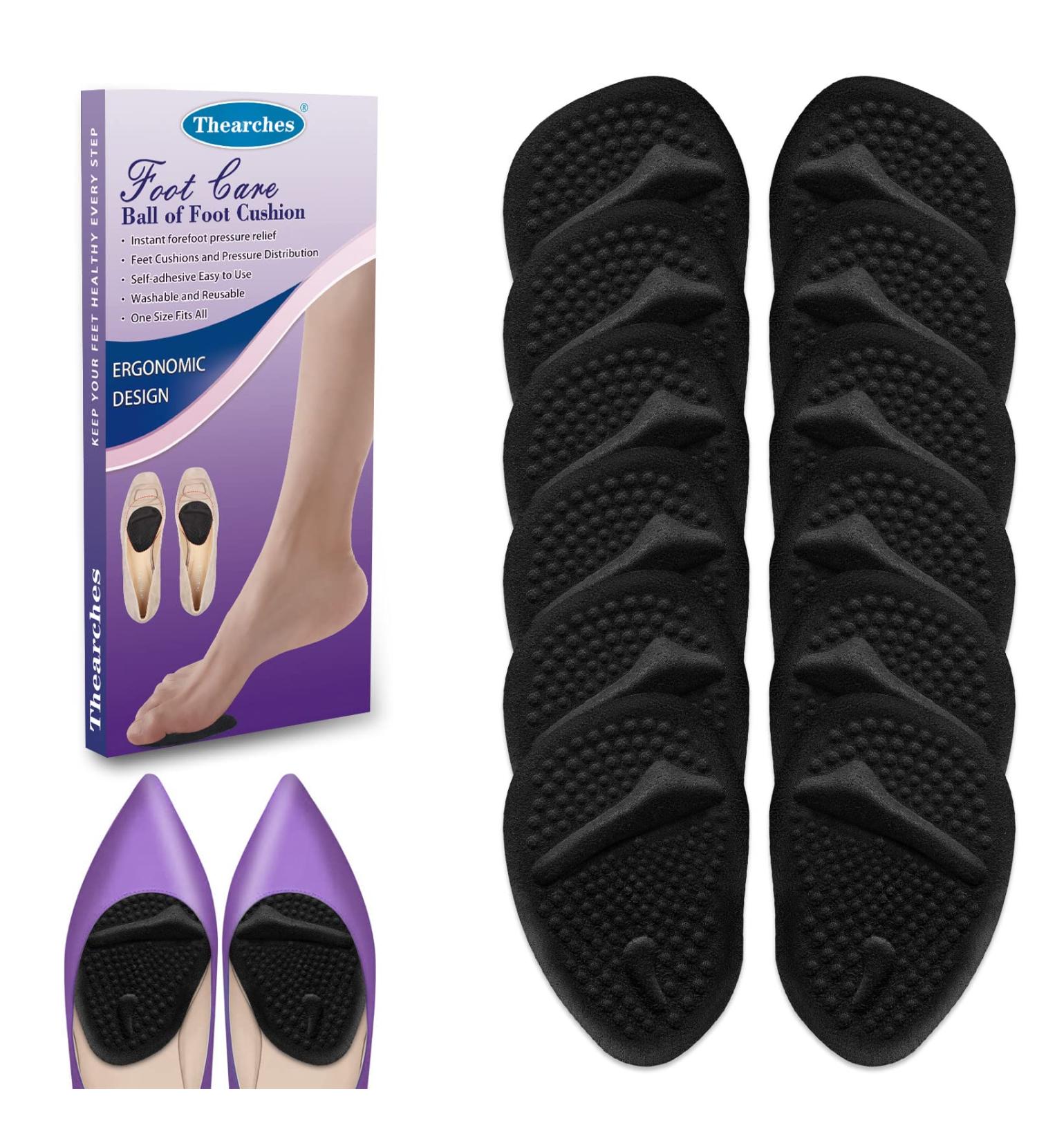 Ball of Foot Cushions Metatarsal Pads for Women - 6 Pairs Black Gel Inserts for High Heels - Invisible & All-Day Comfort - Foot Pain Relief - Buy Online on GoSupps.com
