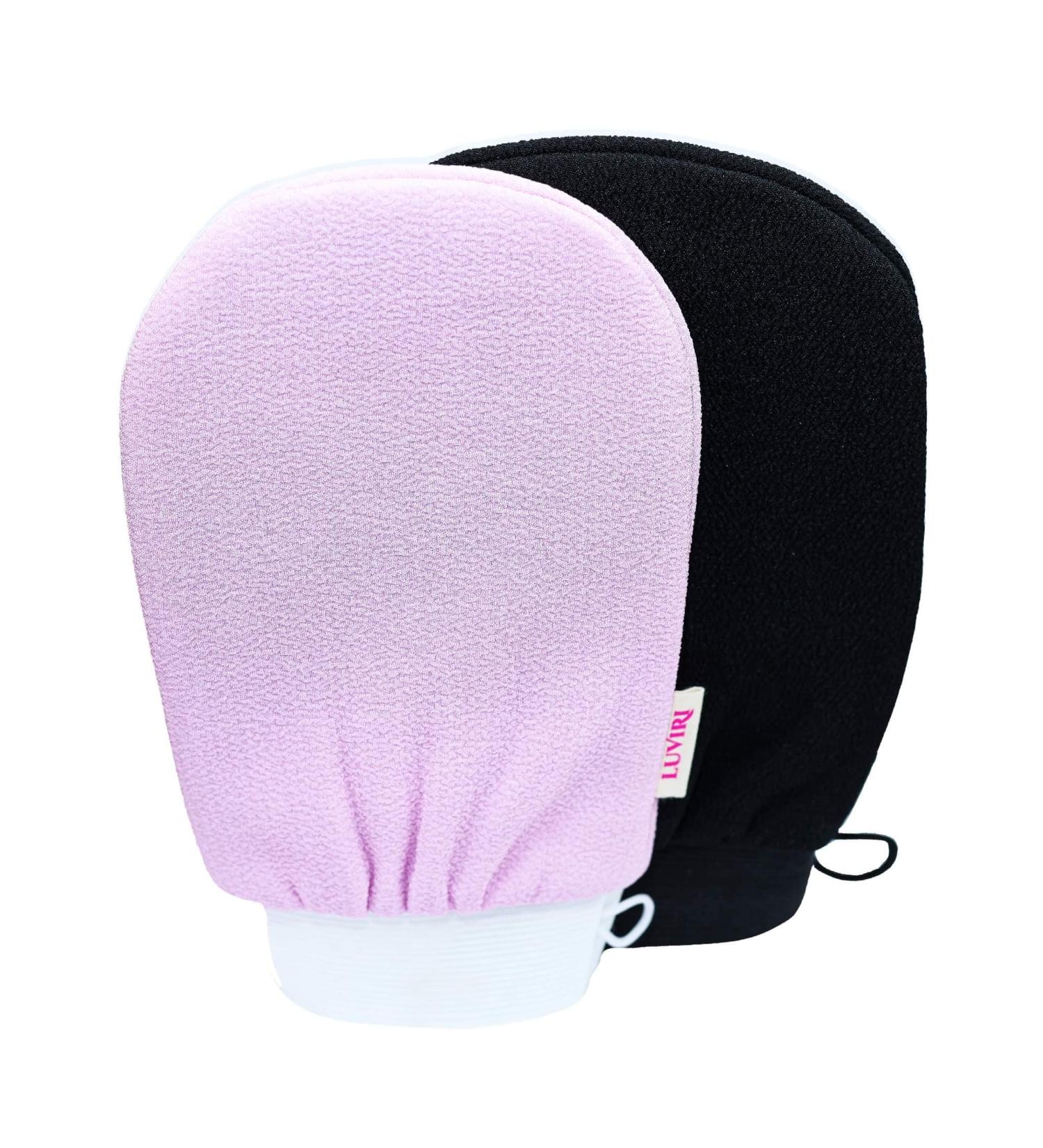 Luviri Double-Sided Exfoliating Gloves - Black Mitt for Keratosis Pilaris & Tan Removal - Buy Online on GoSupps.com