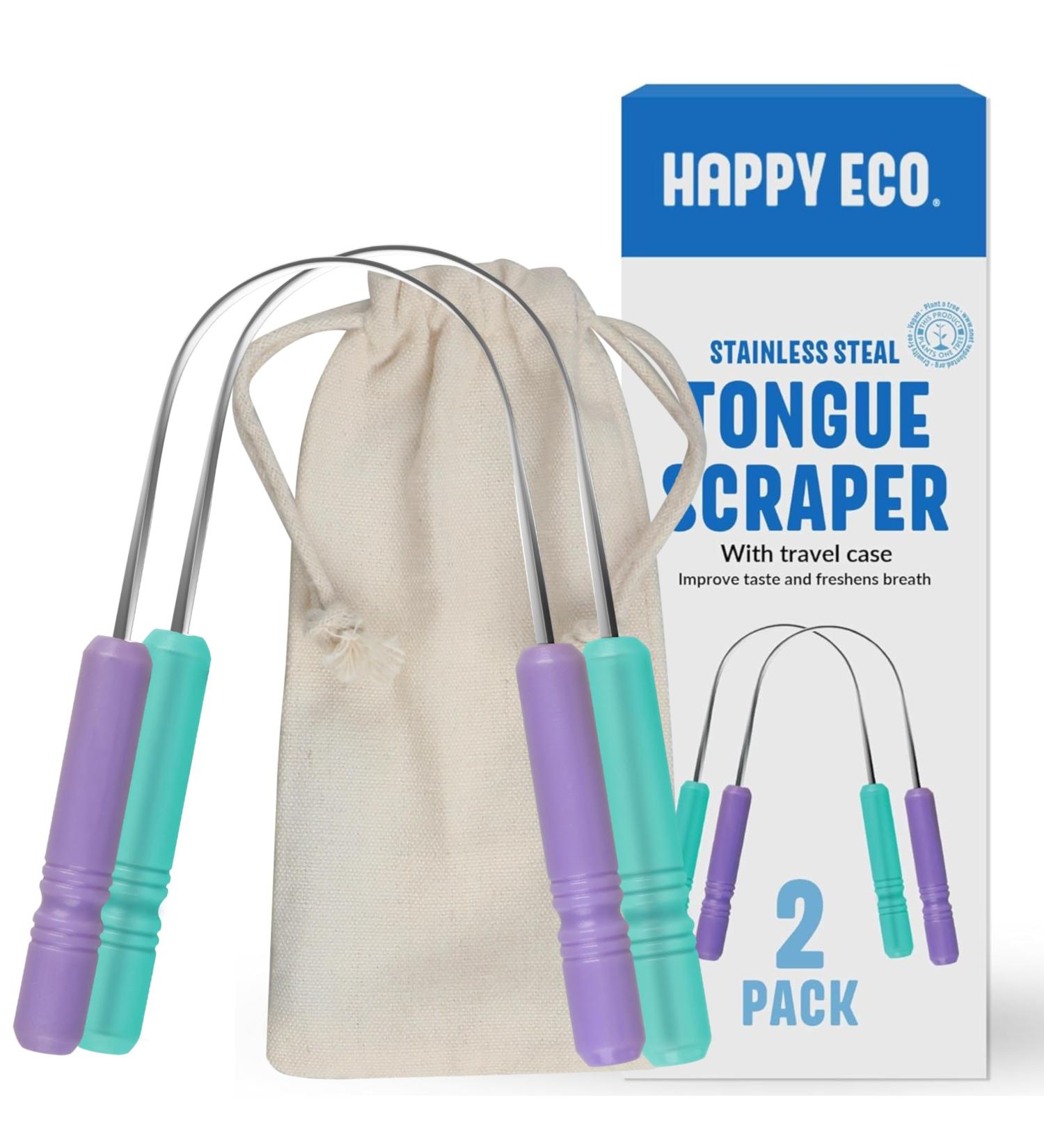 Stainless Steel Tongue Scraper for Adults - 2 Pack with Travel Cases | Reduce Bad Breath Fast | Metal Tongue Cleaner - Buy Online on GoSupps.com