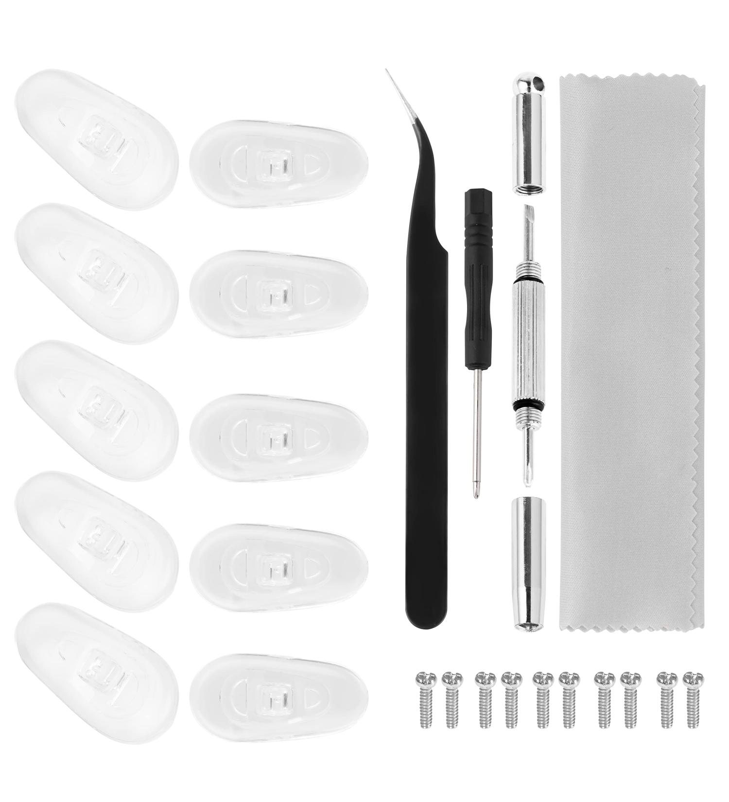 Glasses Nose Pad Replacement Kit  YSSAIL Eyeglass Repair Kit with 5 Pairs of Nose Pads  Screws  Precision Screwdrivers  Tweezer and Cleaning Cloth for Eyeglass and Sunglasses A-transparent - Buy Online on GoSupps.com
