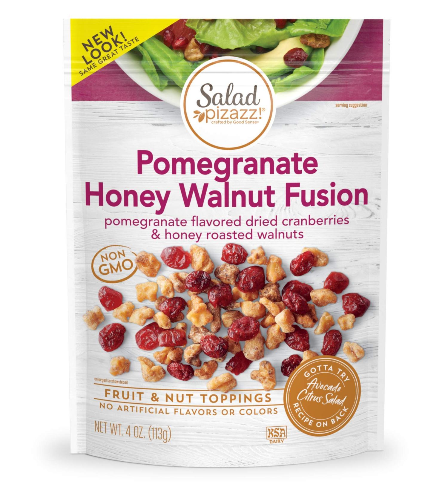 Salad Pizazz! PomeCranate Honey Walnut Fusion Salad Topper 4oz (Pack of 6) - Dried Pomegranate Flavored Cranberries & Honey Toasted Walnuts - Buy Online on GoSupps.com