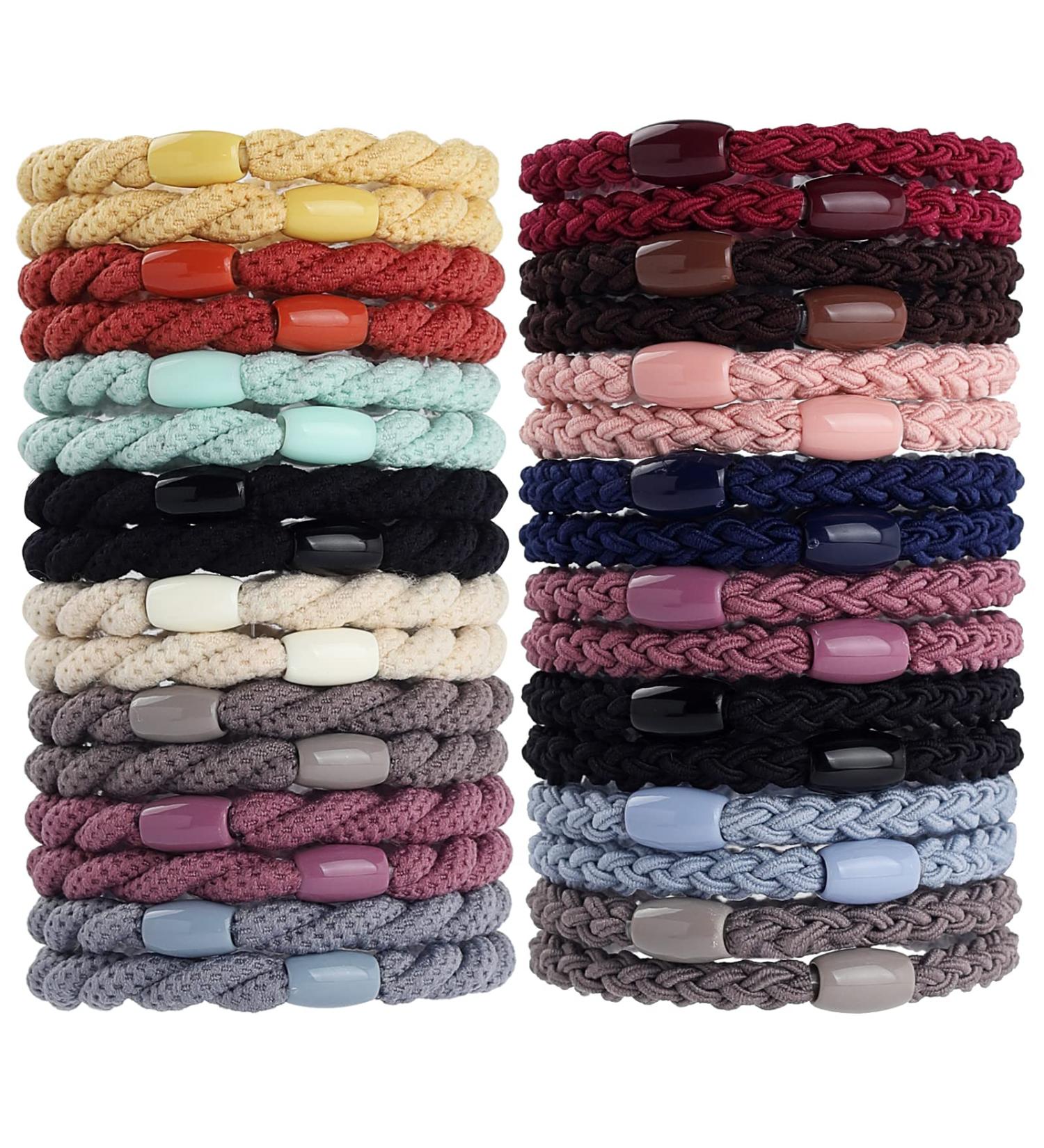 Tyfthui 32 Pcs Hair Ties for Thick Hair | Elastic Bands Ponytail Holders & Bracelets - No Damage, No Crease | Women & Girls - Buy Online on GoSupps.com