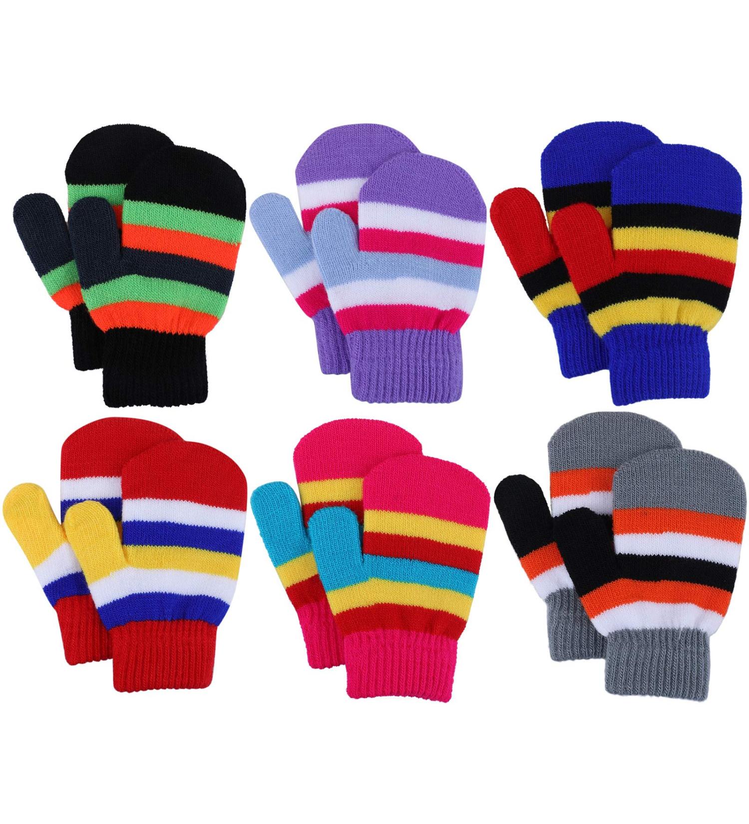Jupsk Toddler Mittens - Winter Warm Knitted Gloves for Boys and Girls 1-4 Years - 6 Pairs - Buy Online on GoSupps.com