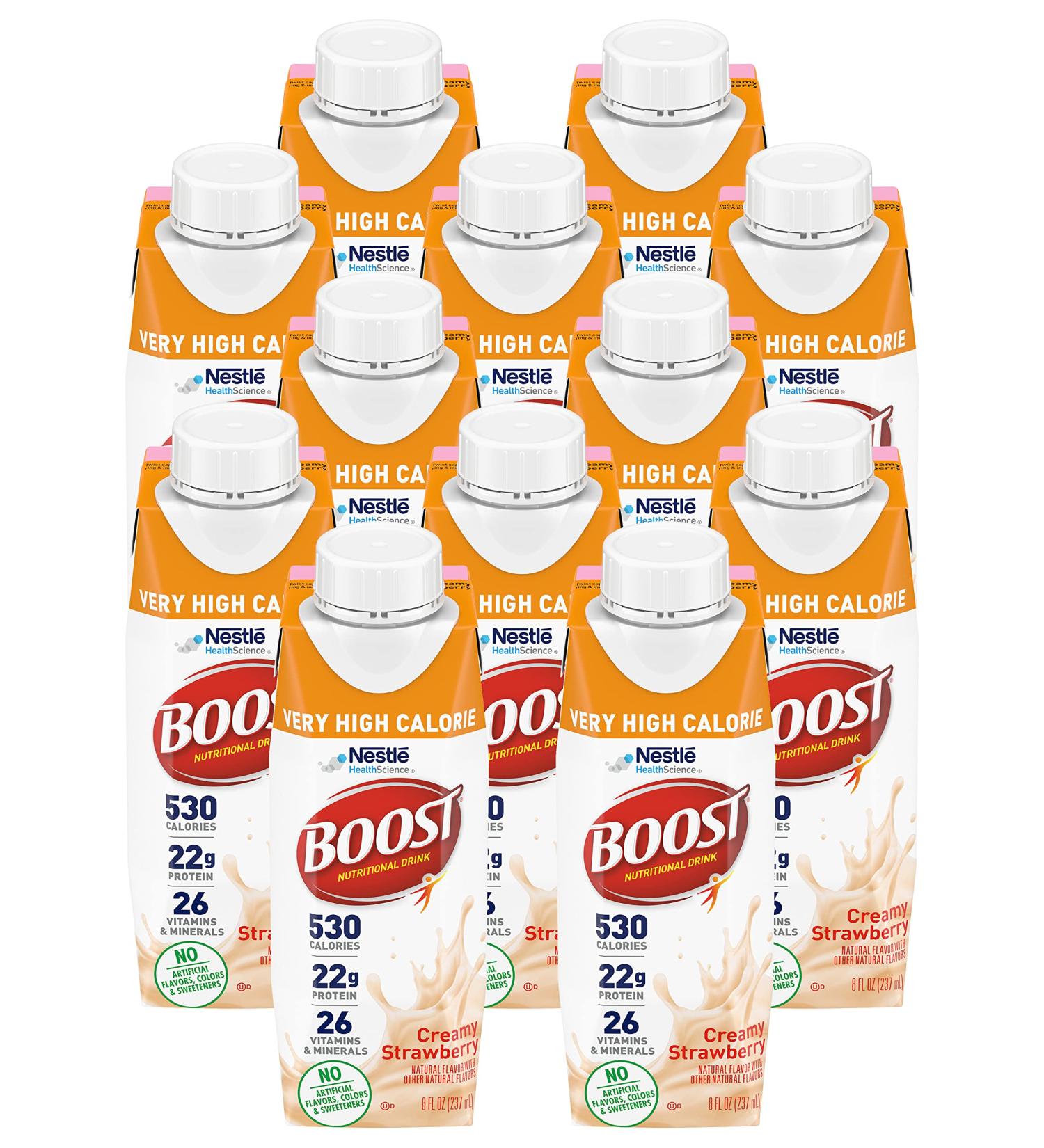 Boost Very High Calorie Nutritional Drink  Creamy Strawberry - No Artificial Colors or Sweeteners  8 Fl Oz (Pack of 12) - Buy Online on GoSupps.com
