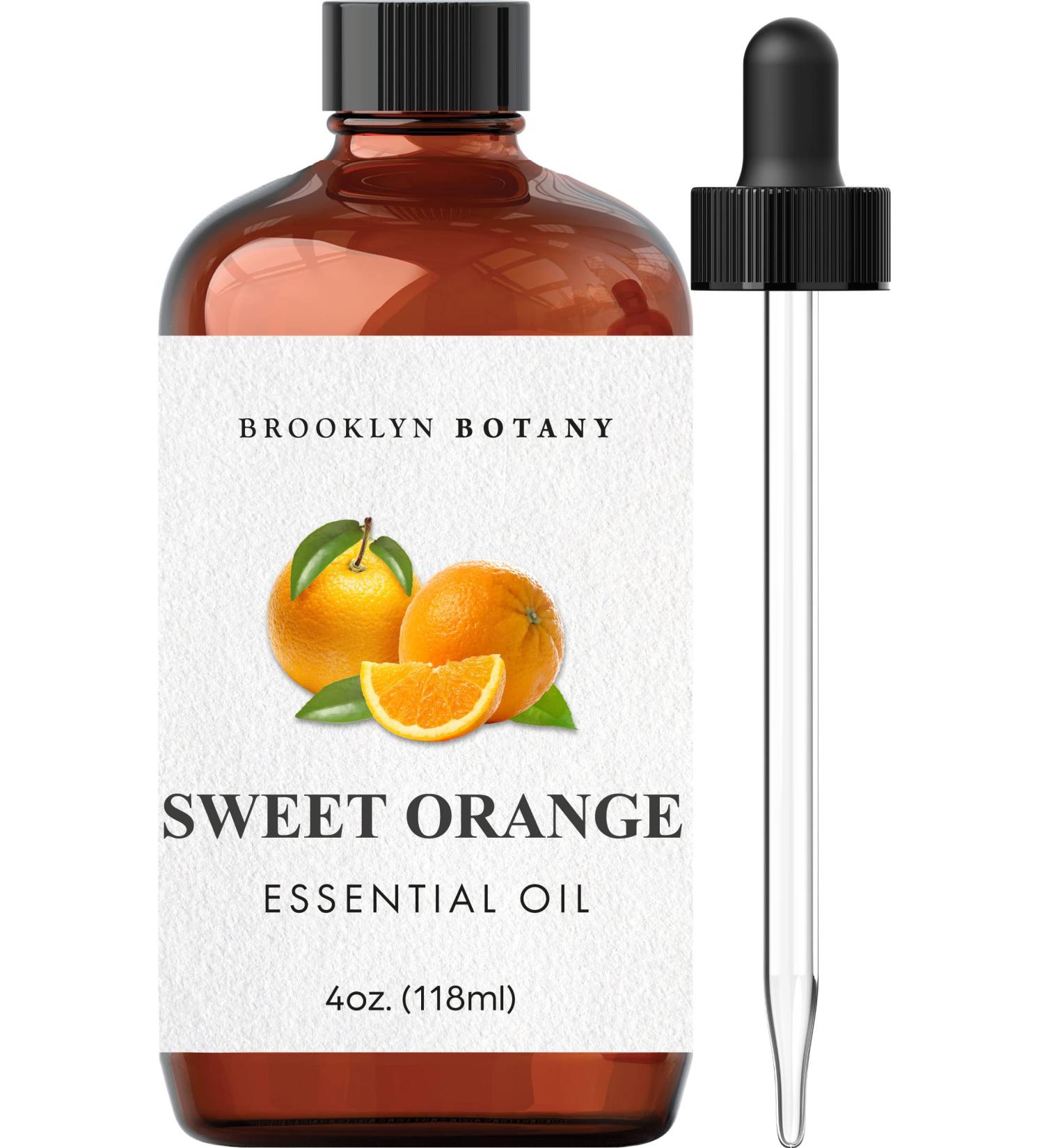 Brooklyn Botany Sweet Orange Essential Oil - 100% Pure & Natural Therapeutic Grade - 4 Fl. Oz with Dropper - Aromatherapy & Diffuser Oil - Buy Online on GoSupps.com