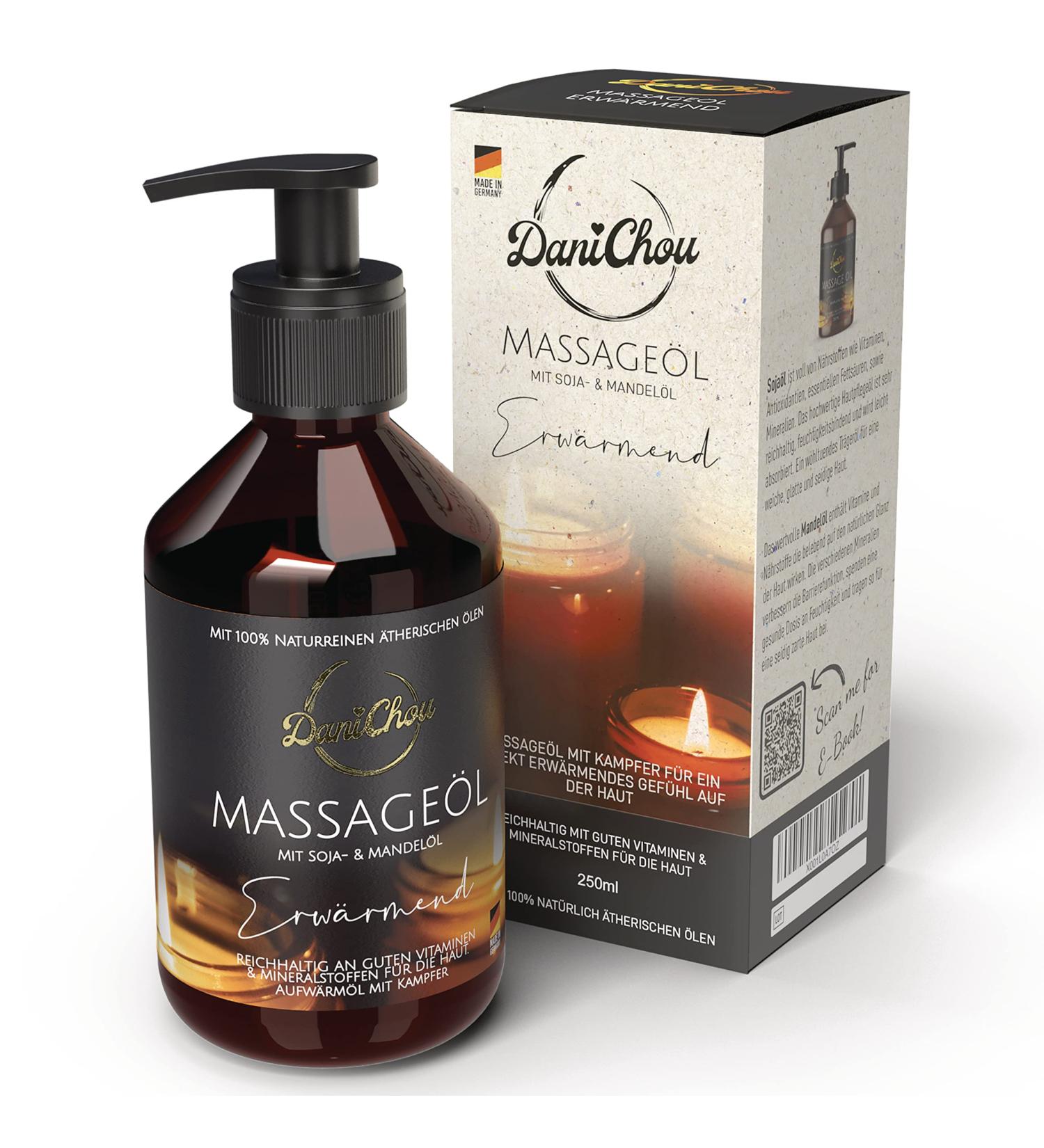DANICHOU Massage Oil 250ml Natural Heating & Relaxing Formula with Soybean & Almond Oil Essential Oils for Intensive Relaxation 100% Natural Cosmetics - Buy Online on GoSupps.com