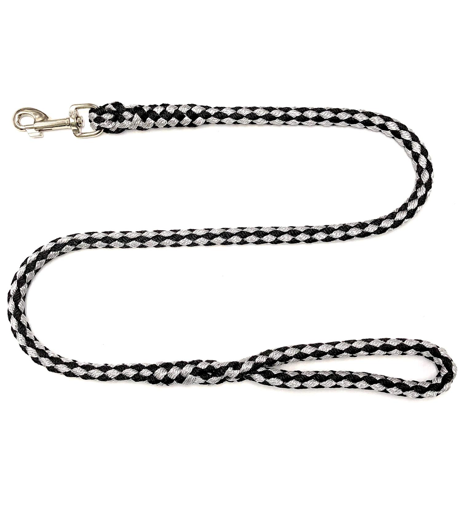 Dog leash large dogs jumbo with hand loop up to 80 kg / guide leash / exercise line / training line very stable 17 colors (5m black silver) 5m black-silver