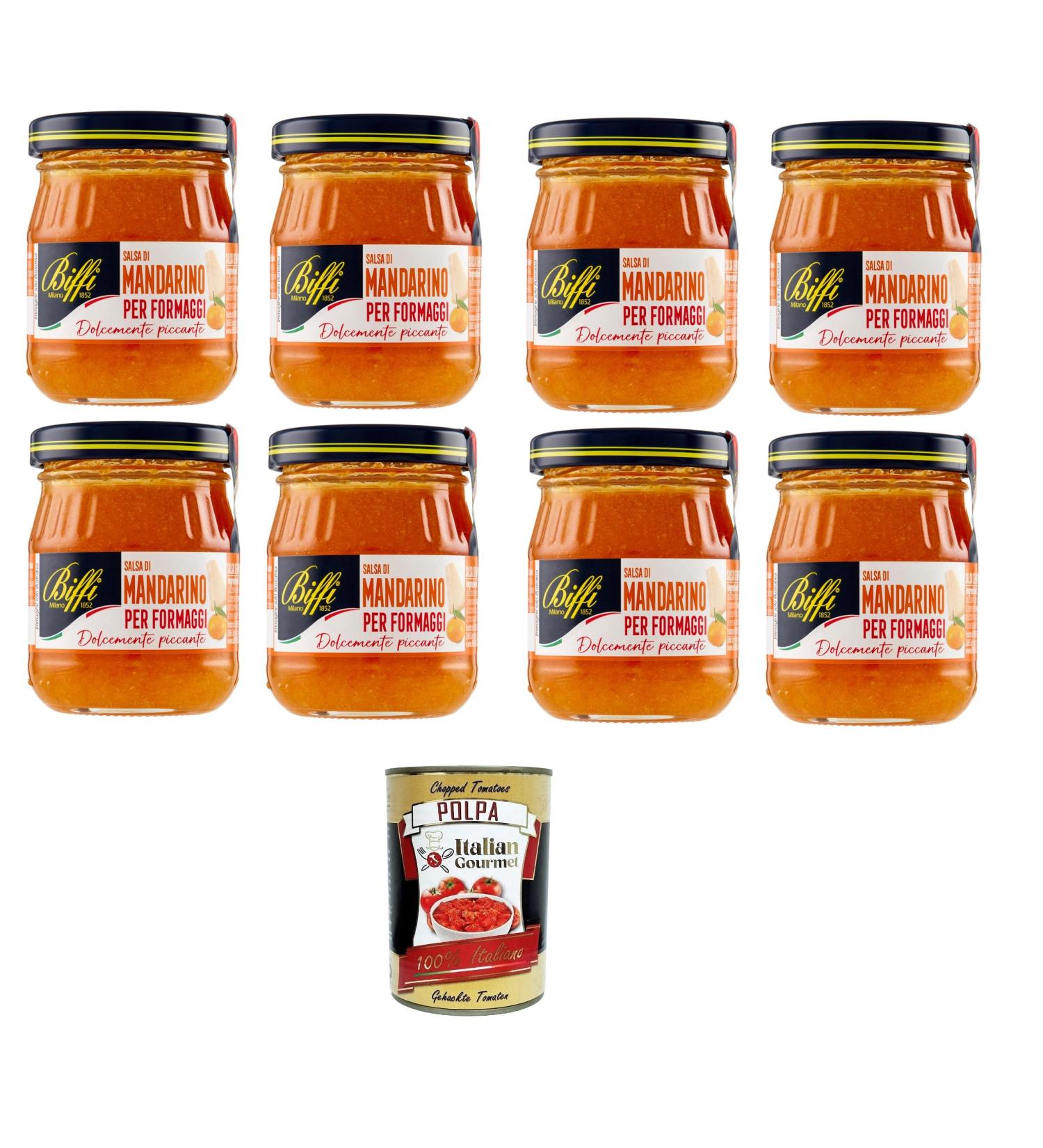 Biffi Mandarin sauce for cheese Sauce la mandarine pour fromage 8 x 100 g + Italian Gourmet Pulp 400 g - Buy Online on GoSupps.com
