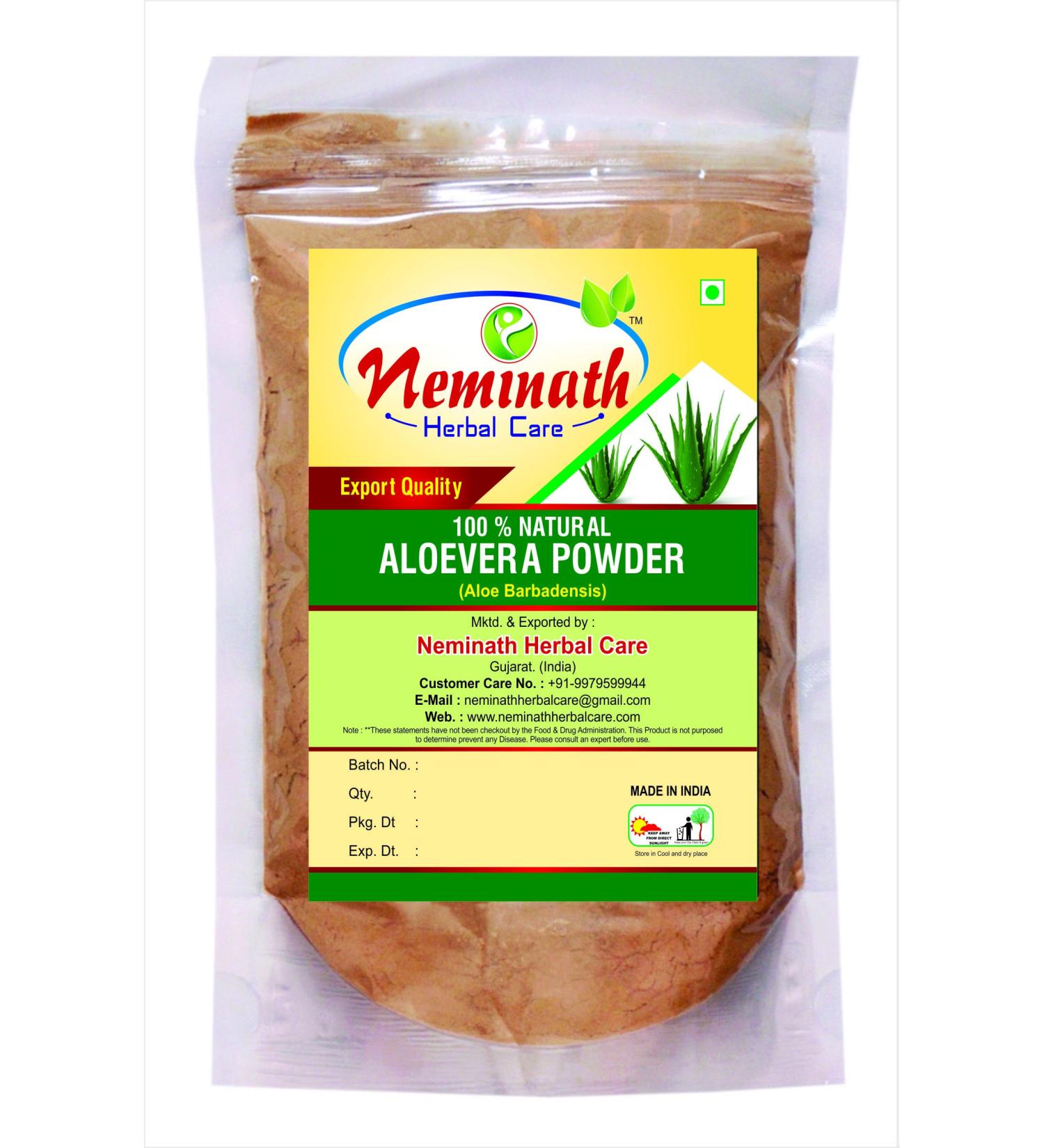 Natural Aloe Vera Powder for Smooth Hair | Neminath Herbal Care (100g) - Pure ALOE BARBADENSIS - Buy Online on GoSupps.com