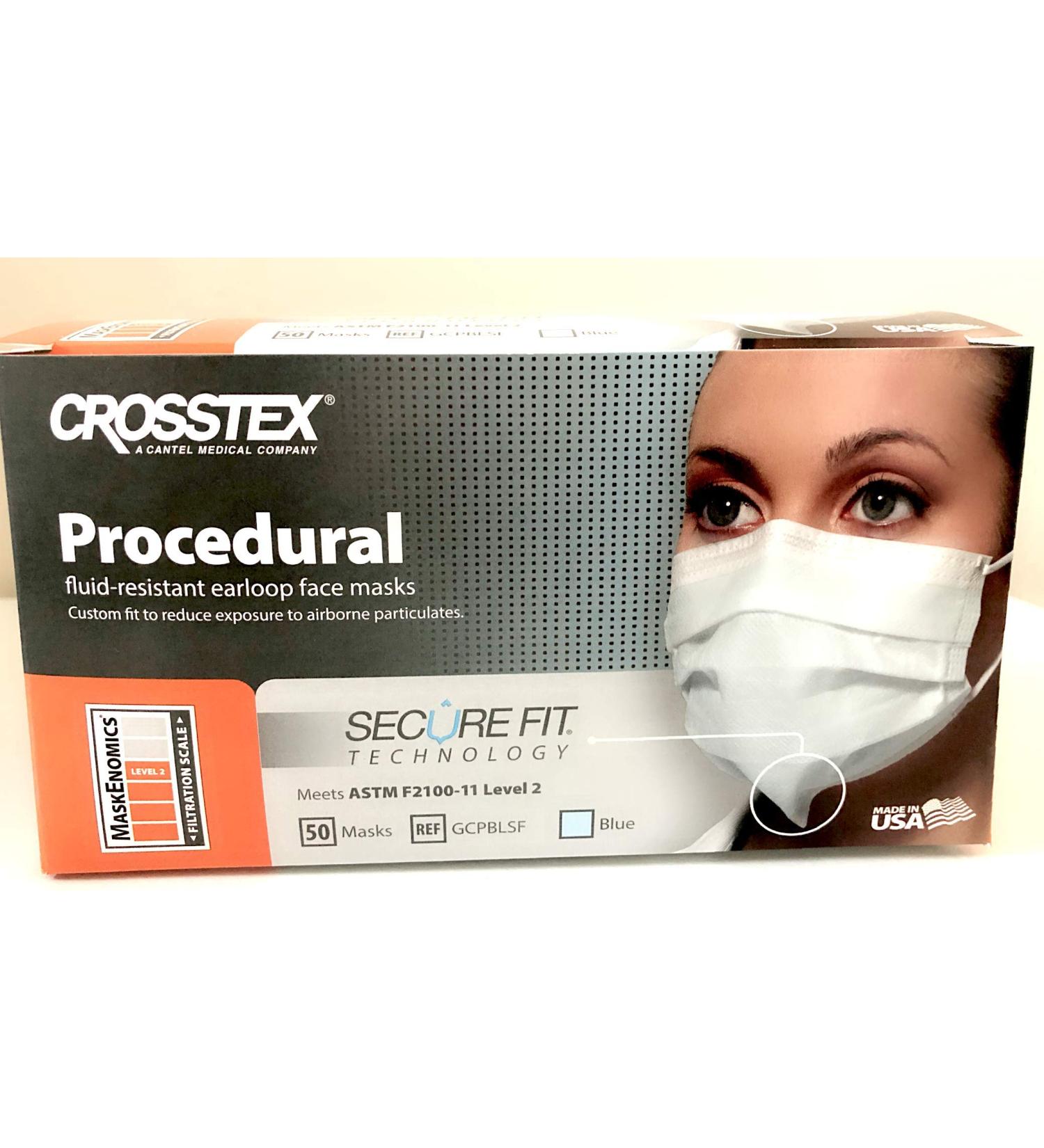 Crosstex CR-GCPBL Procedural Face Earloop Mask Blue (Pack of 50)