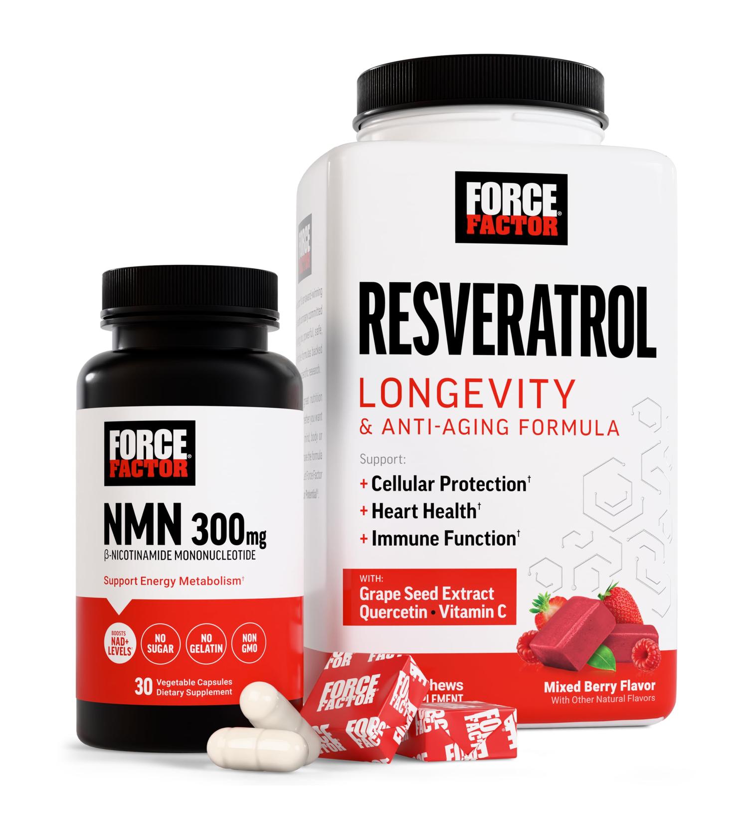 Resveratrol Mixed Berry 60 Soft Chews + NMN Supplement Nicotinamide Mononucleotide to Support Healthy Aging and Energy Metabolism Boosts NAD+ Levels No Gelatin Non-GMO 30 Vegetable Capsules - Buy Online on GoSupps.com