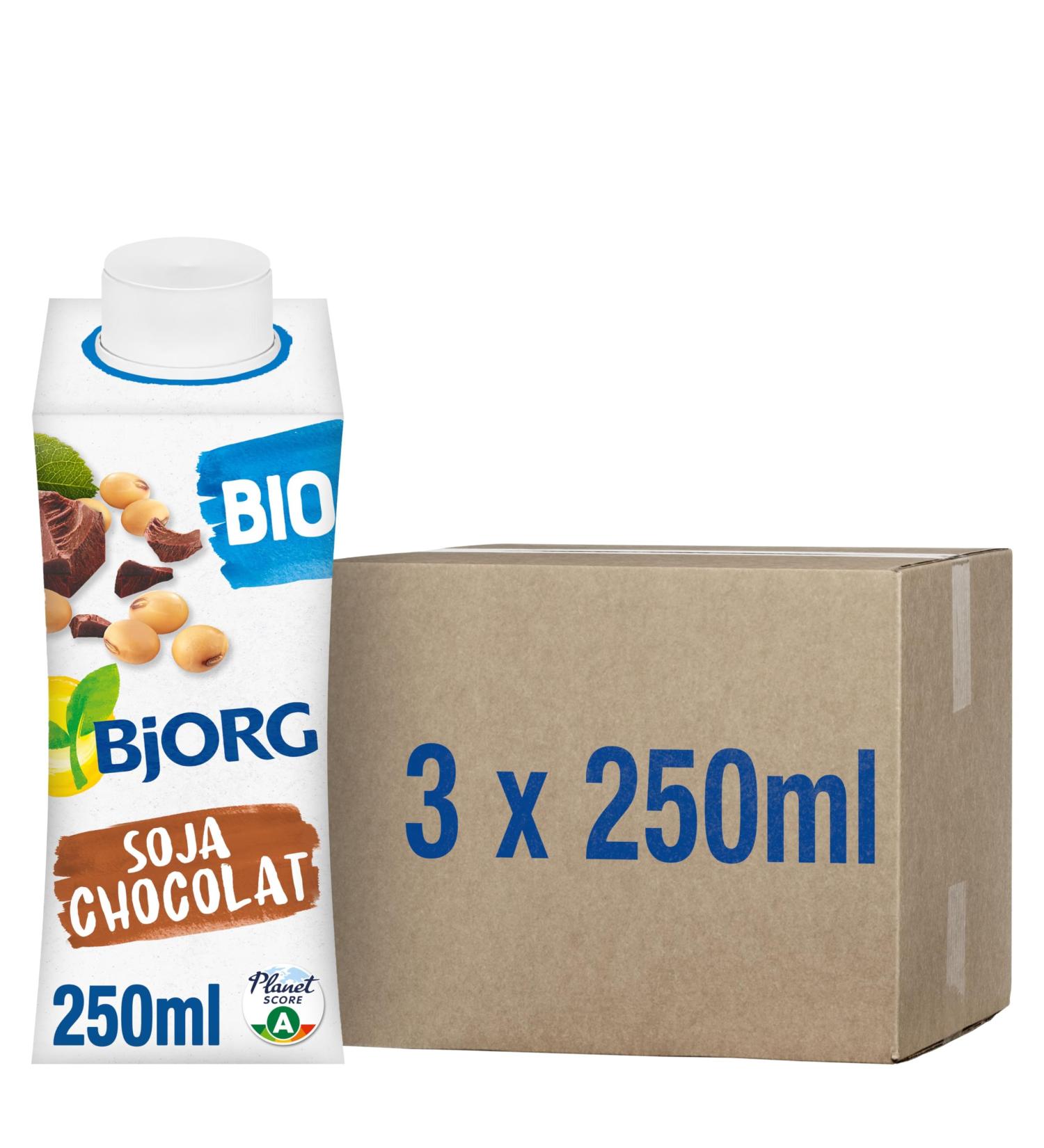 BJORG - Mini Organic Chocolate Soy Drink - 100% vegetable - Low in Staurated Fats - 3 x 25 cl - set of 2 (total of 1.5 L) - Buy Online on GoSupps.com
