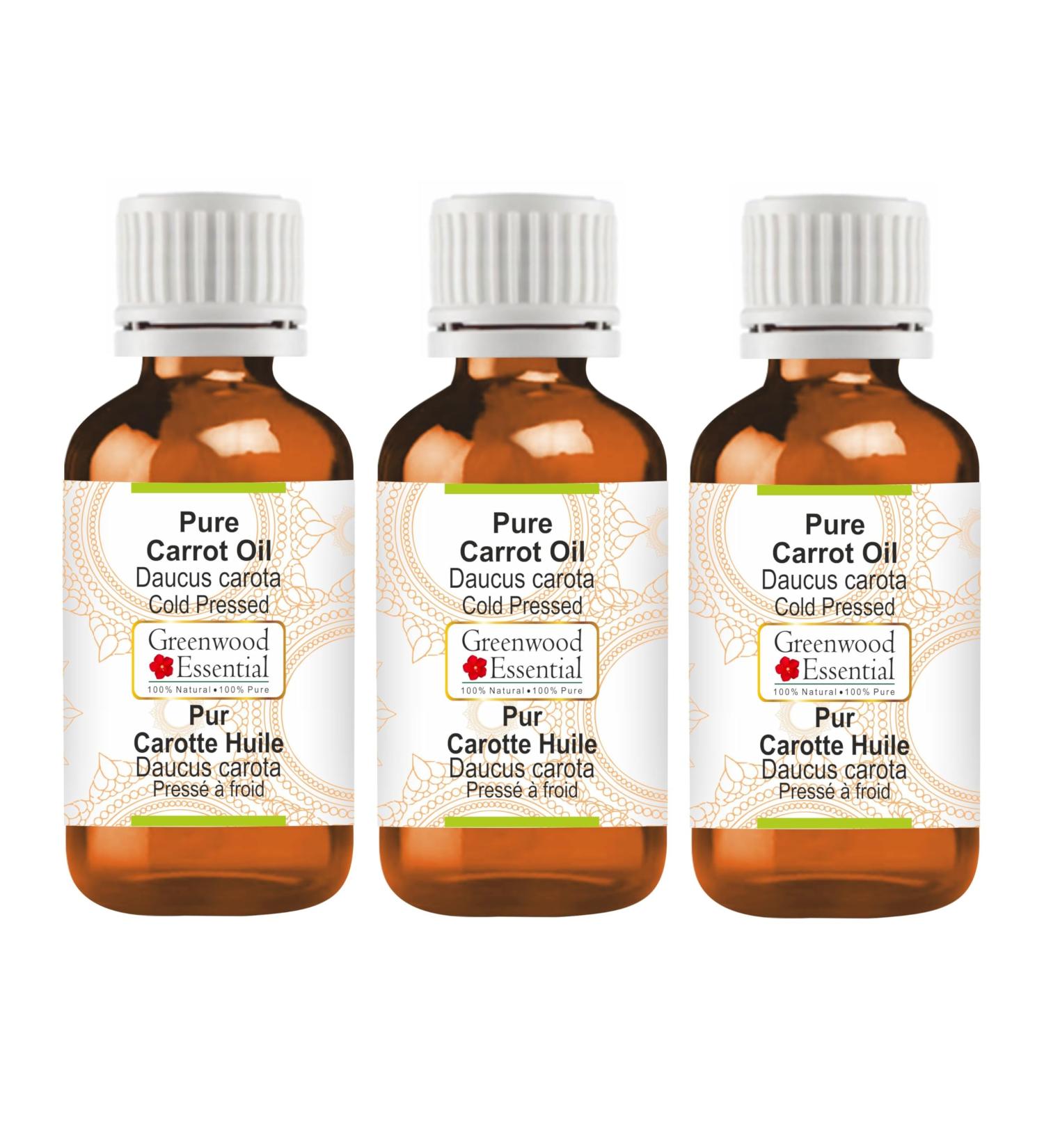 Buy Greenwood Essential Natural Carrot Oil (Daucus Carota) - Cold-Pressed Therapeutic Quality 100ml x 3 Packs - Ships Internationally - Buy Online on GoSupps.com