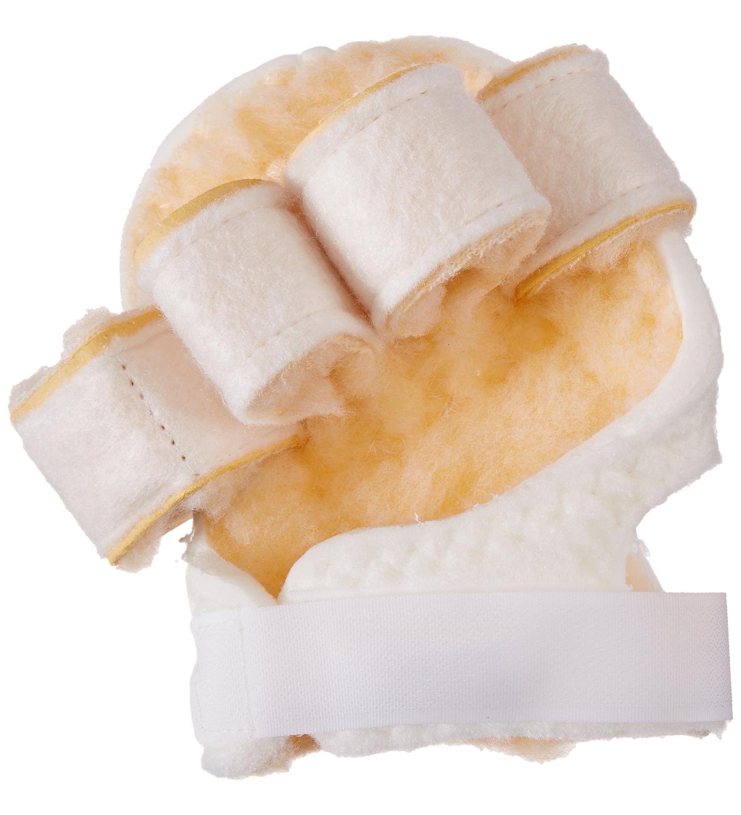 Rolyan Palm Protector with Finger Separators Left Handed Glove for Finger Contracture Prevention Comfortable Hand Cushion with Sherpa Lining On Palm and Finger Separations for Maximum Protection With Finger Separator Left Hand