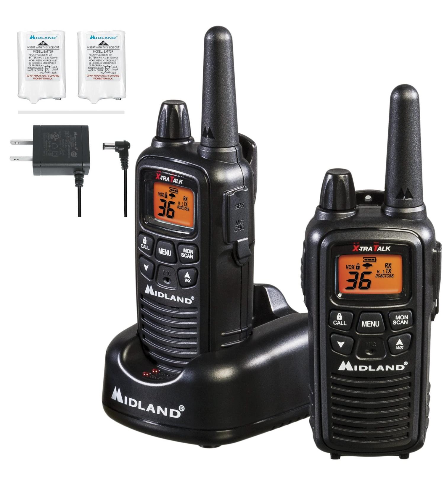 Midland LXT600VP3 FRS Two-Way Radio - 30 Mile Range Walkie Talkie 121 Privacy Codes NOAA Weather Alert - 2 Pack, Black - Buy Online on GoSupps.com