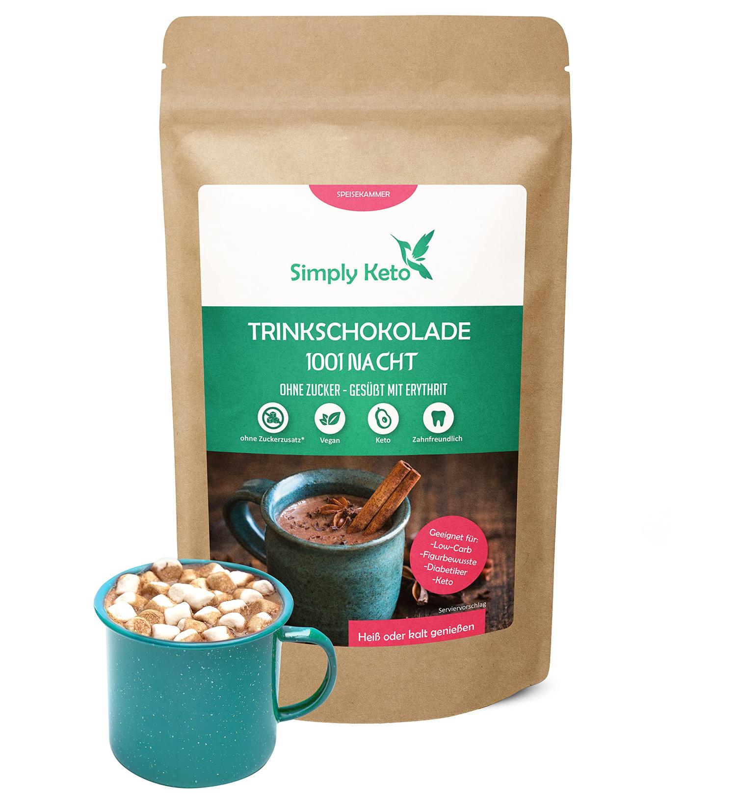 Simply Keto Drinking Chocolate (1001 Night) - Sugar-Free Cocoa Powder | 42% Cocoa | Low Carb Hot & Iced Chocolate | 180g Pack - Buy Online on GoSupps.com