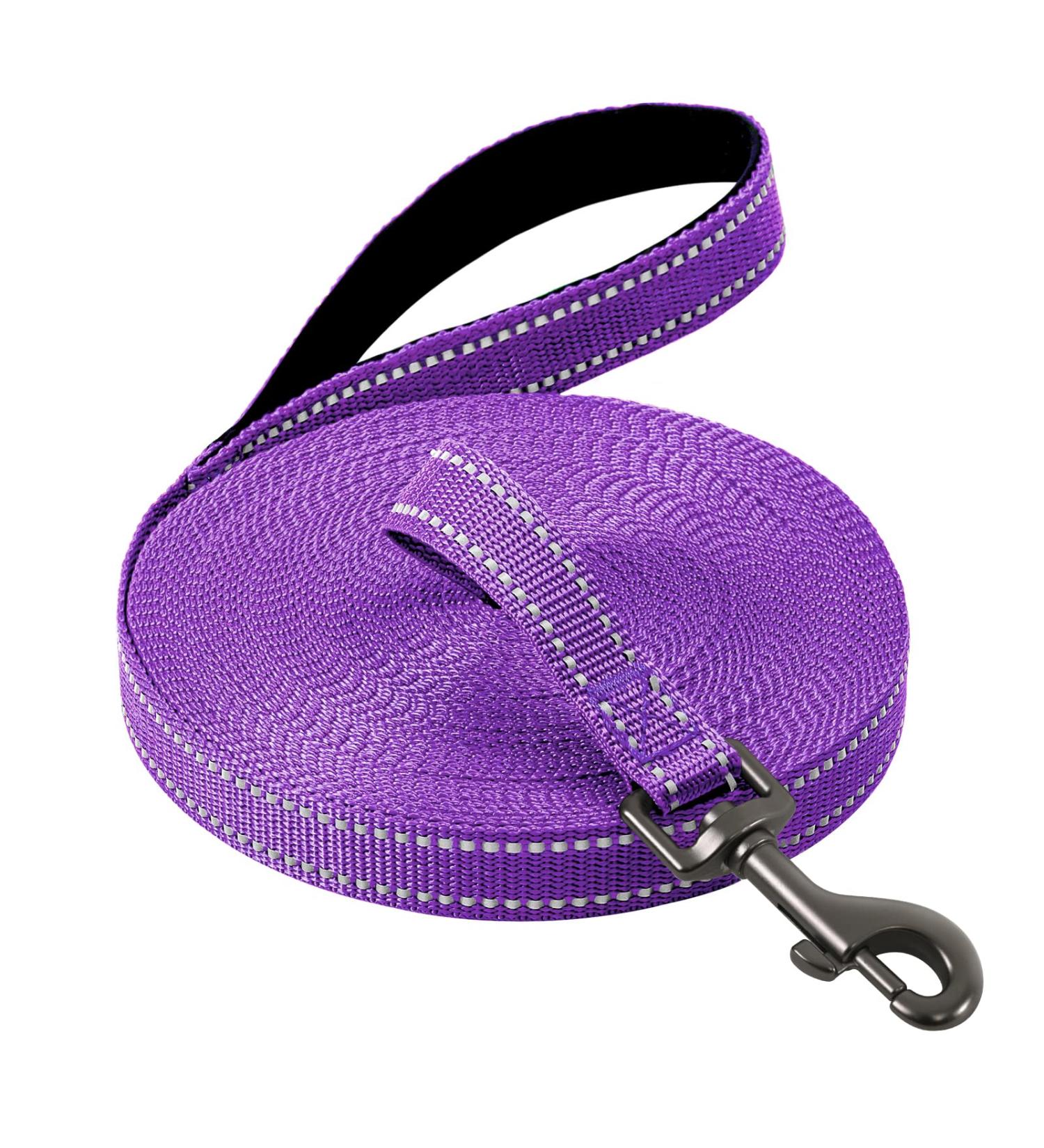 Demigreat Reflective Dog Leash - 3m/5m/10m/15m/20m Training Line with Padded Handle for Small to Large Dogs - Durable & Robust Violet Color - Buy Online on GoSupps.com