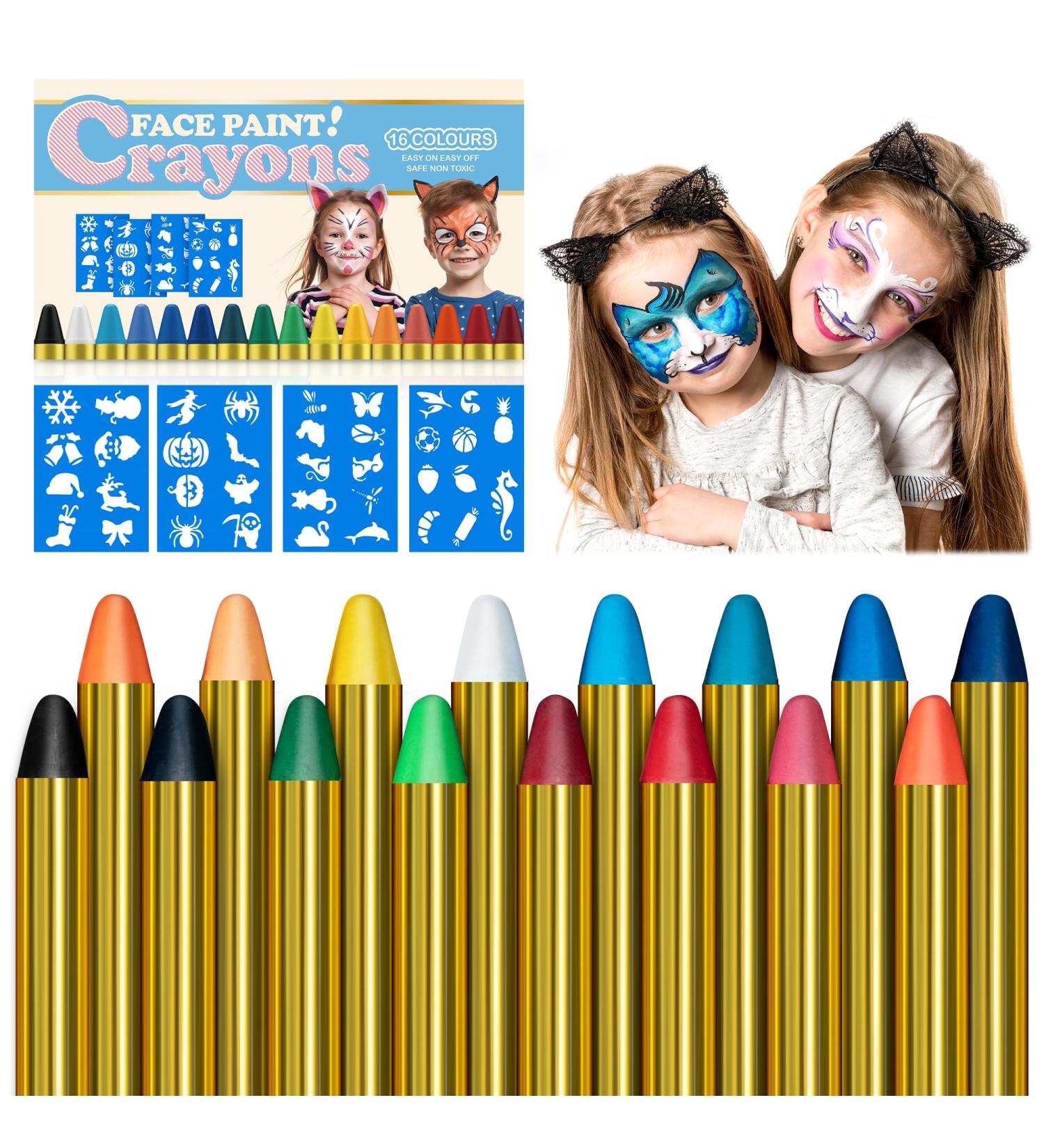 Shop Gibot 16 Colors Face Painting Set | Carnival Makeup Palette & Body Paint with Stickers - Perfect for Halloween & Festivals - Buy Online on GoSupps.com