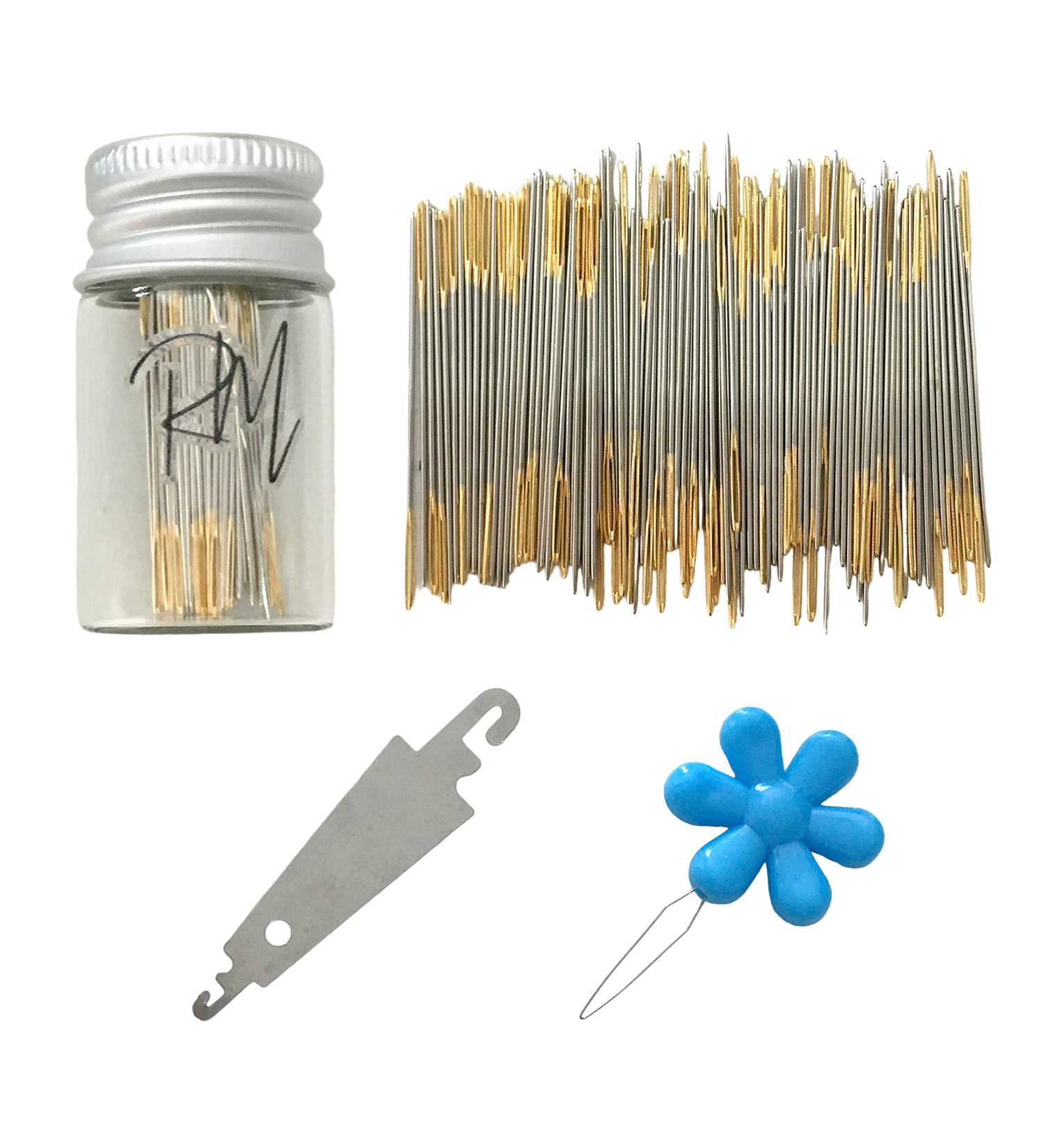 RYANMAMA Golden Large Eye Needles Set - 100pcs Cross Stitch Sewing Needles with Threader & Plastic Needle Threaders for DIY Embroidery, Size #24 - Buy Online on GoSupps.com