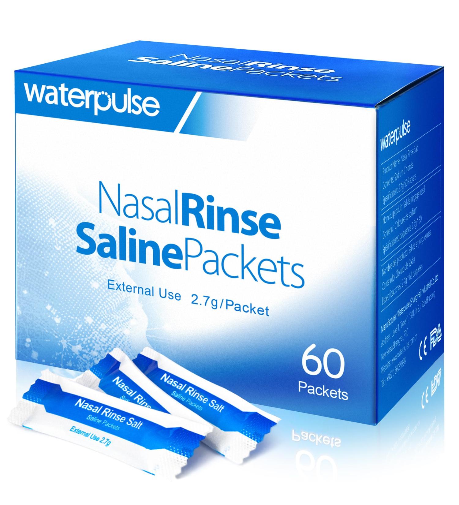 Waterpulse 60 Nasal Rinse Packets - Effective Neti Pot Salt for Sinus Relief Allergies & Colds | Individually Wrapped & Convenient - Buy Online on GoSupps.com