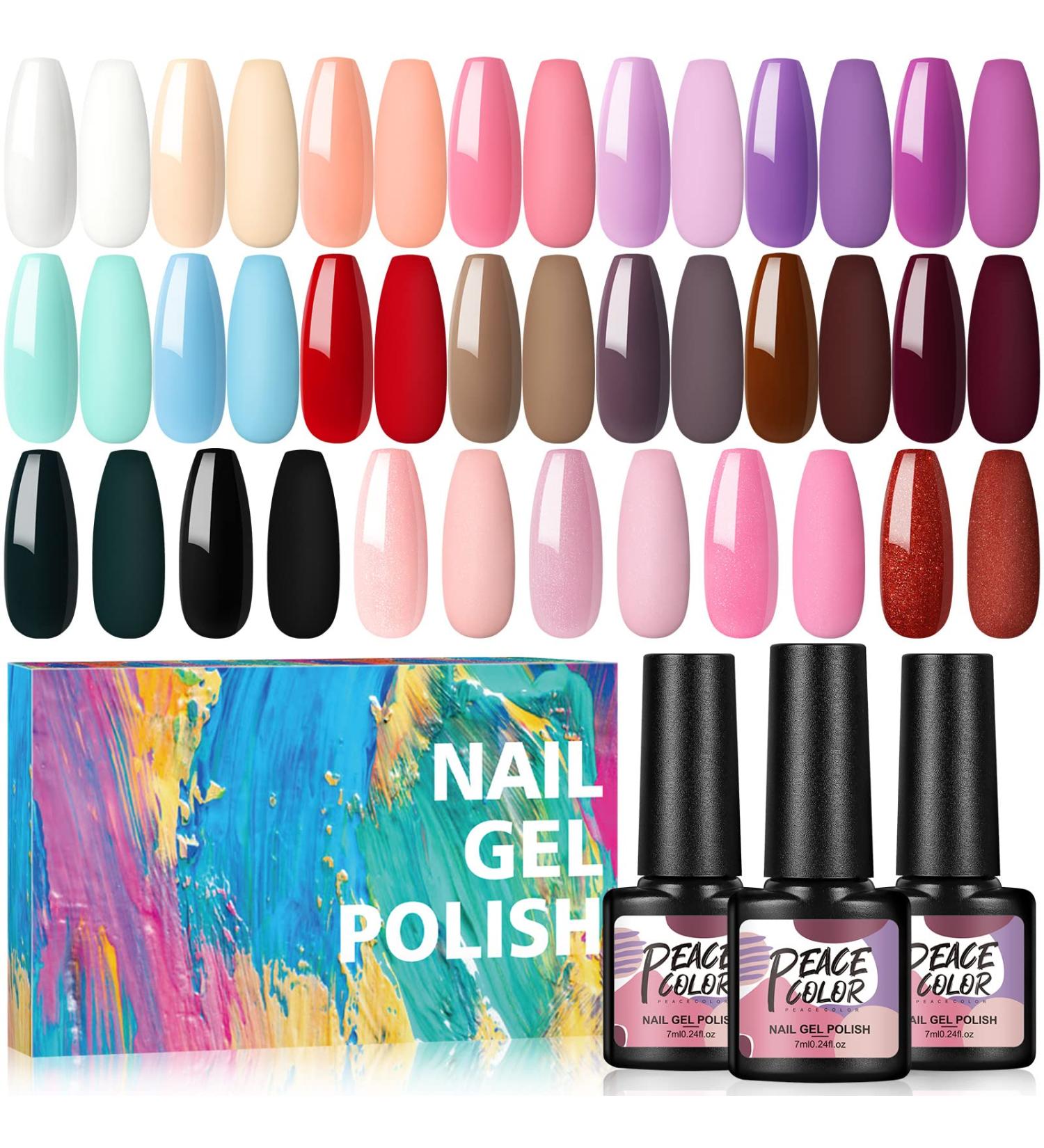 20Pcs Gel Nail Polish Kit - Summer Holiday Colors - Soak Off UV LED Gel Nail Polish Set - Nail Art Starter Kit with Gift Box - by PEACECOLOR - Buy Online on GoSupps.com