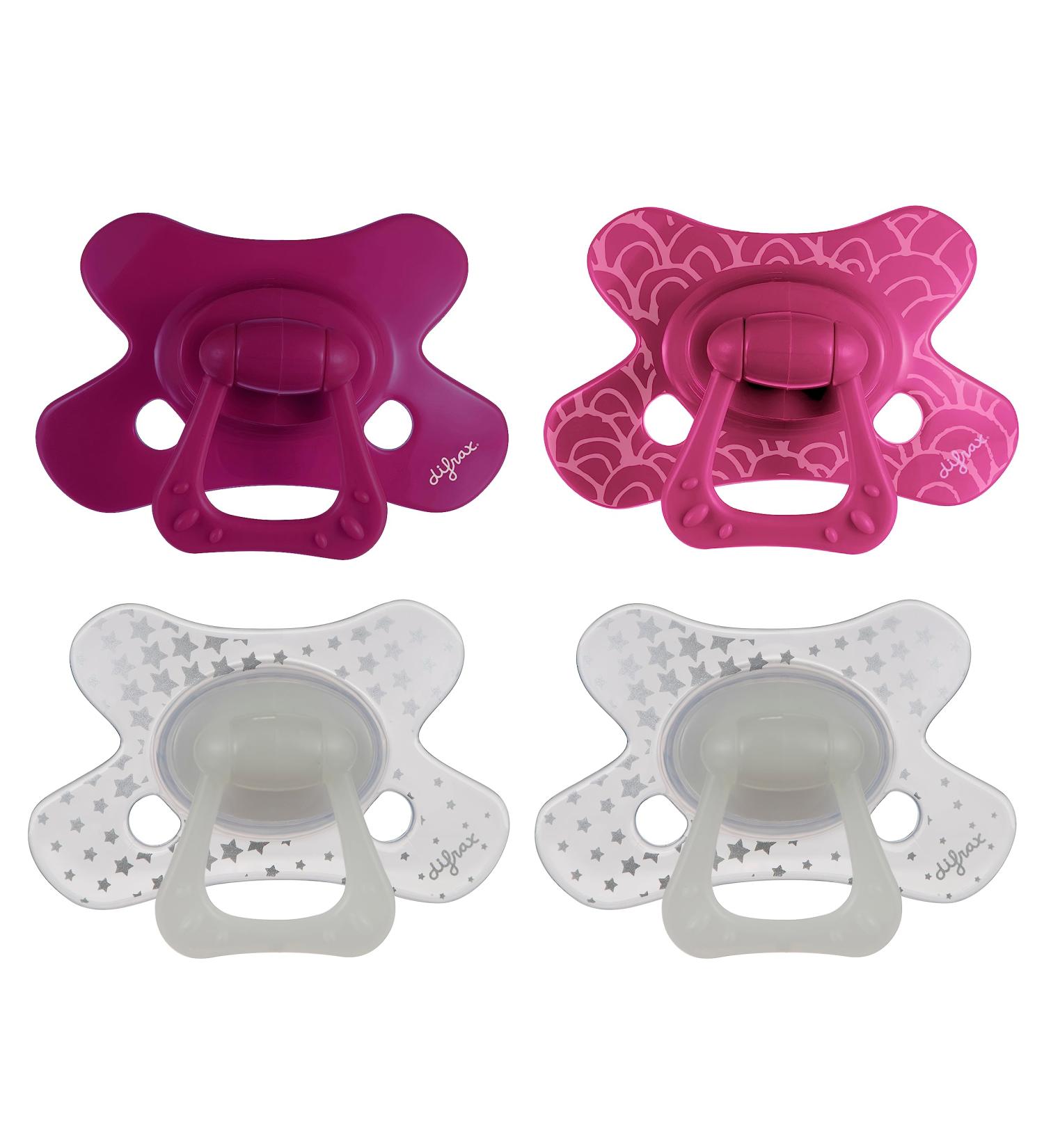 Difrax Natural Pacifier Set for 20+ Months - Purple & Glow in the Dark - 4 Pack - International Shipping - Buy Online on GoSupps.com