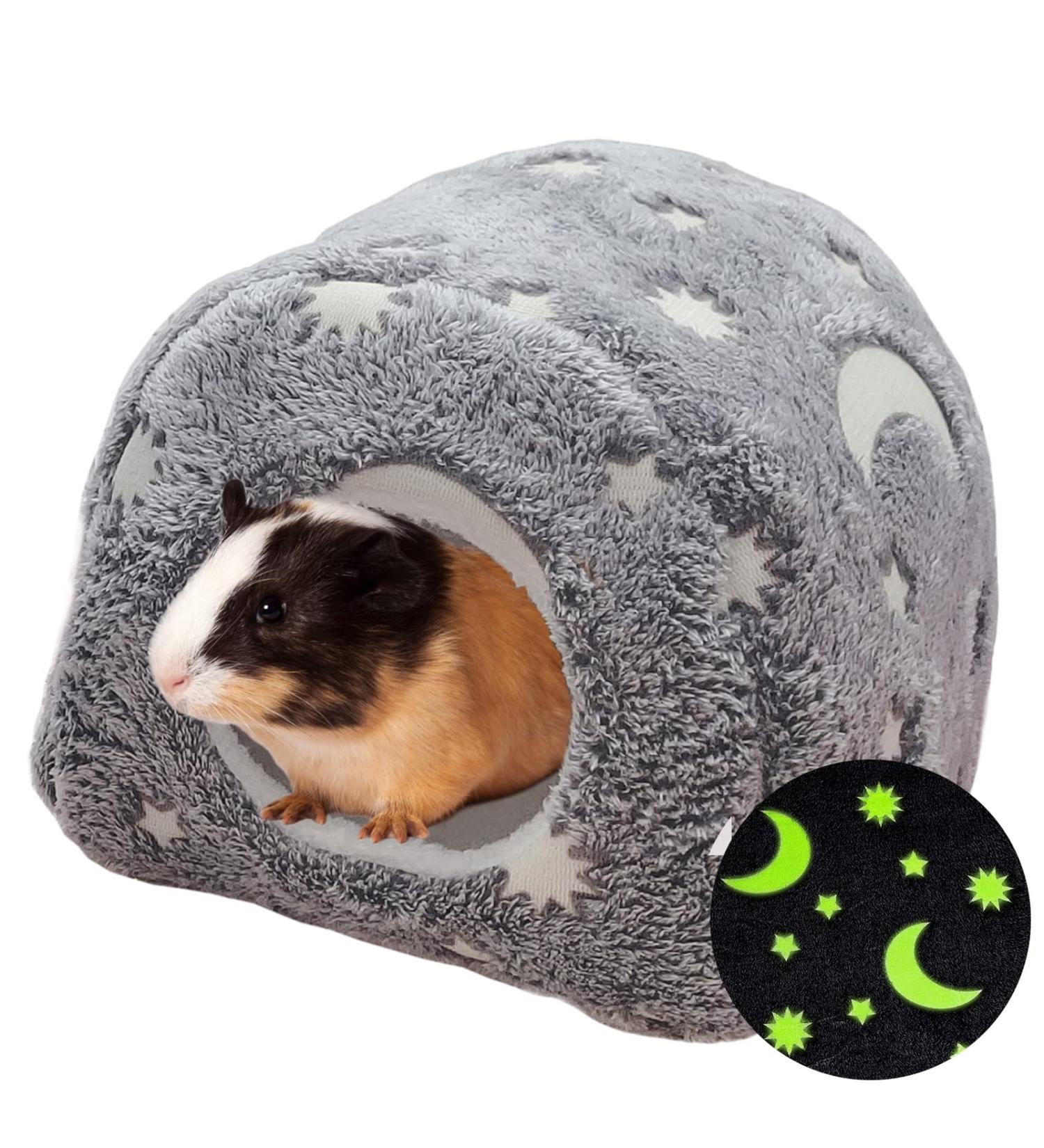 LeerKing Glow in the Dark Guinea Pig Bed - Small Pet Hideout Nest for Rabbits, Chinchillas, Ferrets, and More - Grey - Size M - Buy Online on GoSupps.com