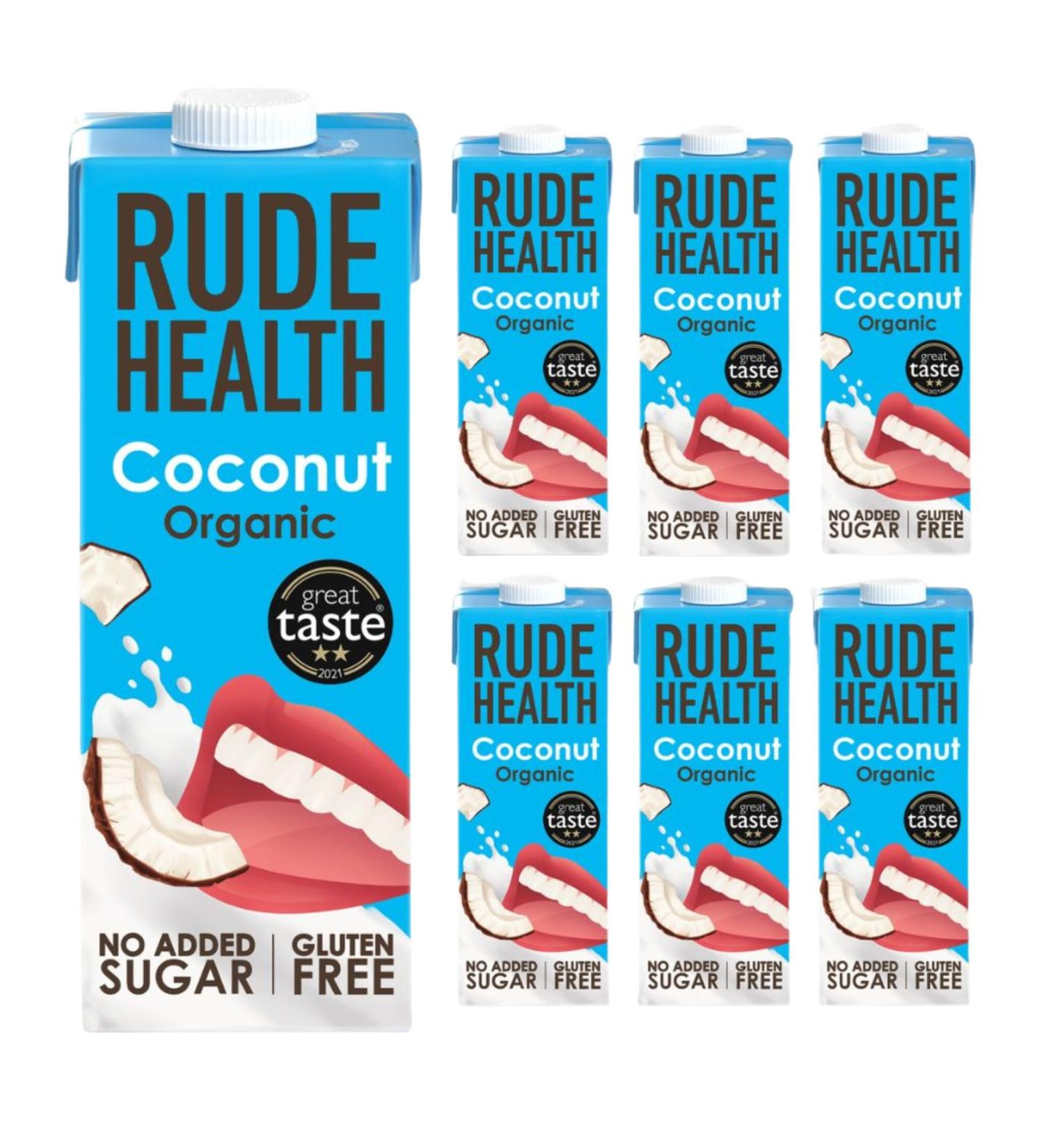 Rude Health Organic Coconut Drink 6x1L - 100% Natural Vegan Lactose-Free & Gluten-Free No Added Sugar - Award-Winning Eco-Friendly Packaging - Buy Online on GoSupps.com