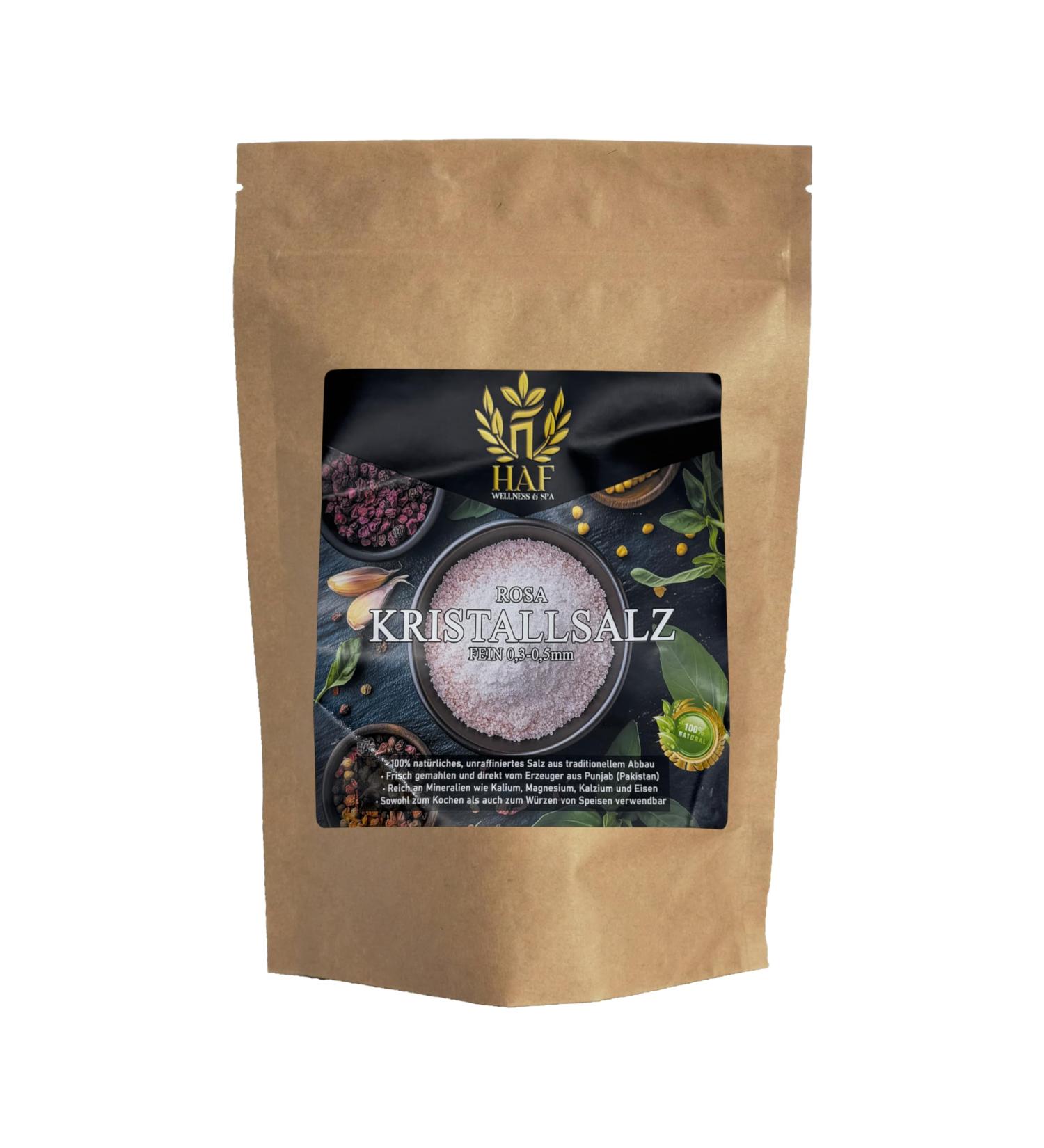  HAF HAF 1kg Pink Crystalline Salt 0.3-0.5mm - 100% Natural Unrefined from Pakistan Rich in Minerals Ideal for Cooking Seasoning & Salt Mills Hand Extracted & Freshly - Buy Online on GoSupps.com