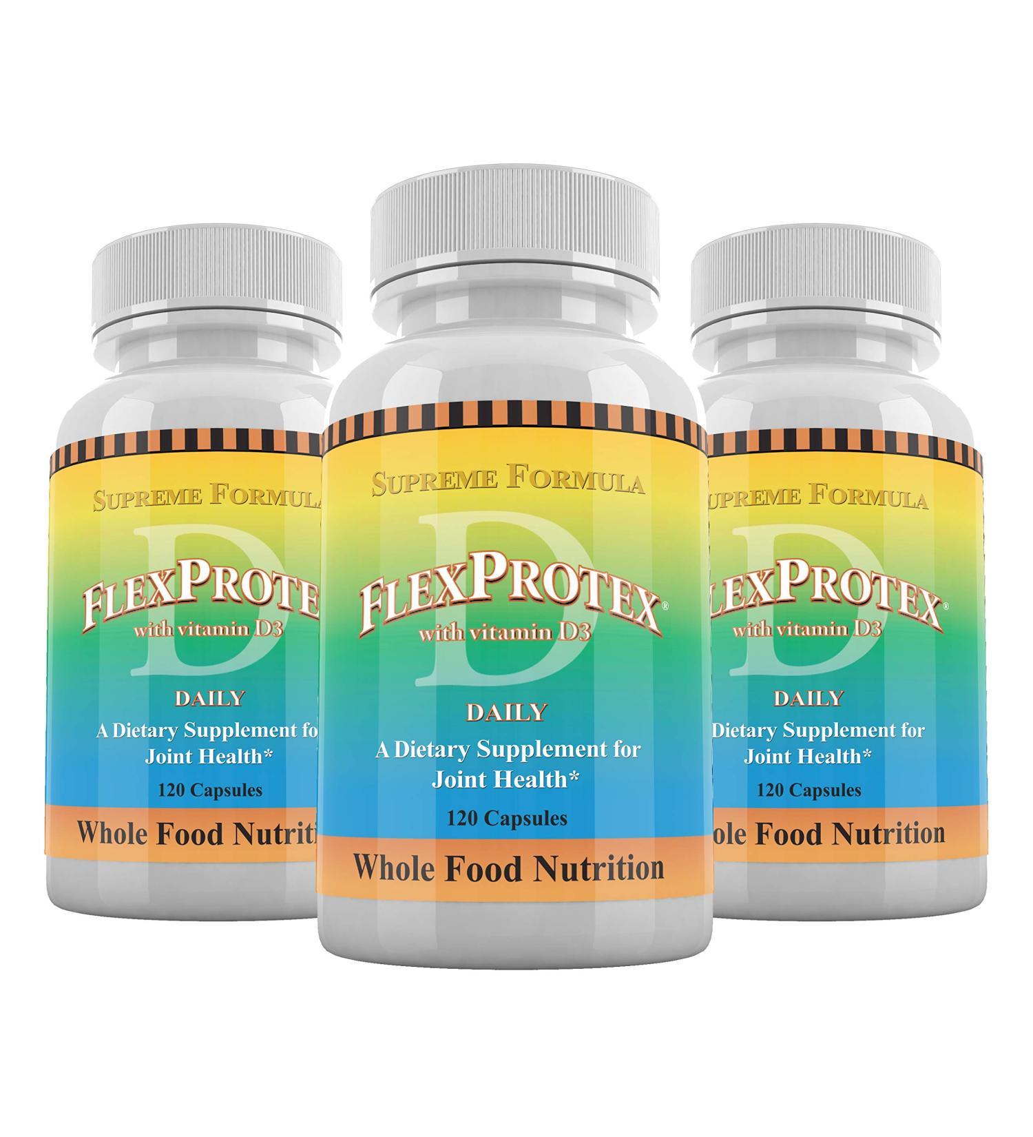 Daily Health, FlexProtex D Joint Muscle Support Supplement 3 Bottles Plus 1 Bottle Daily Marine Coral Calcium 90 Capsules 1 Count (Pack of 3) - Buy Online on GoSupps.com