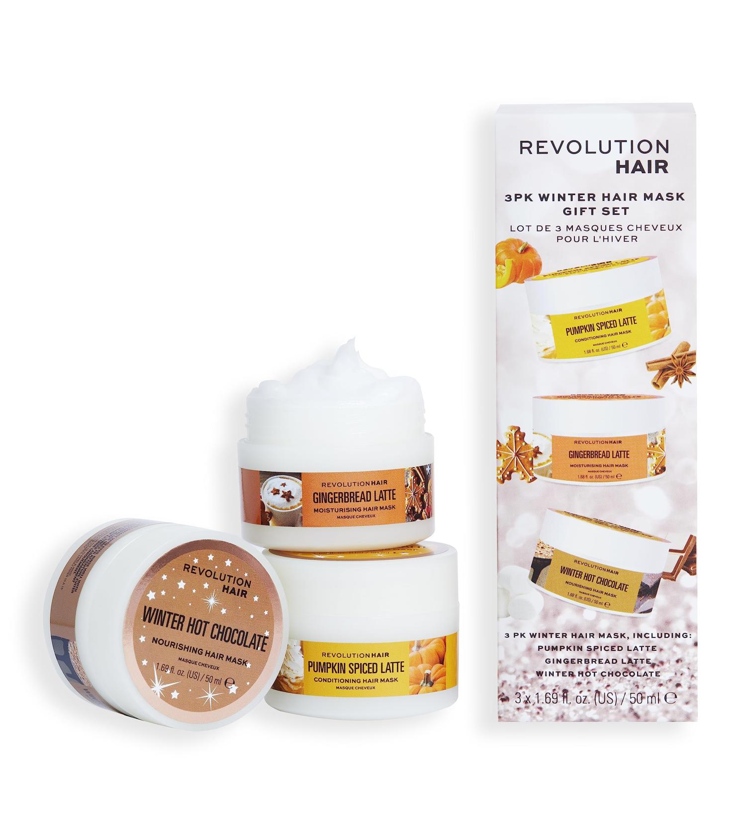 Revolution Hair Winter Hair Mask Gift Set - 3pk with Winter Themed Masks for Soft & Nourished Hair - Buy Online on GoSupps.com