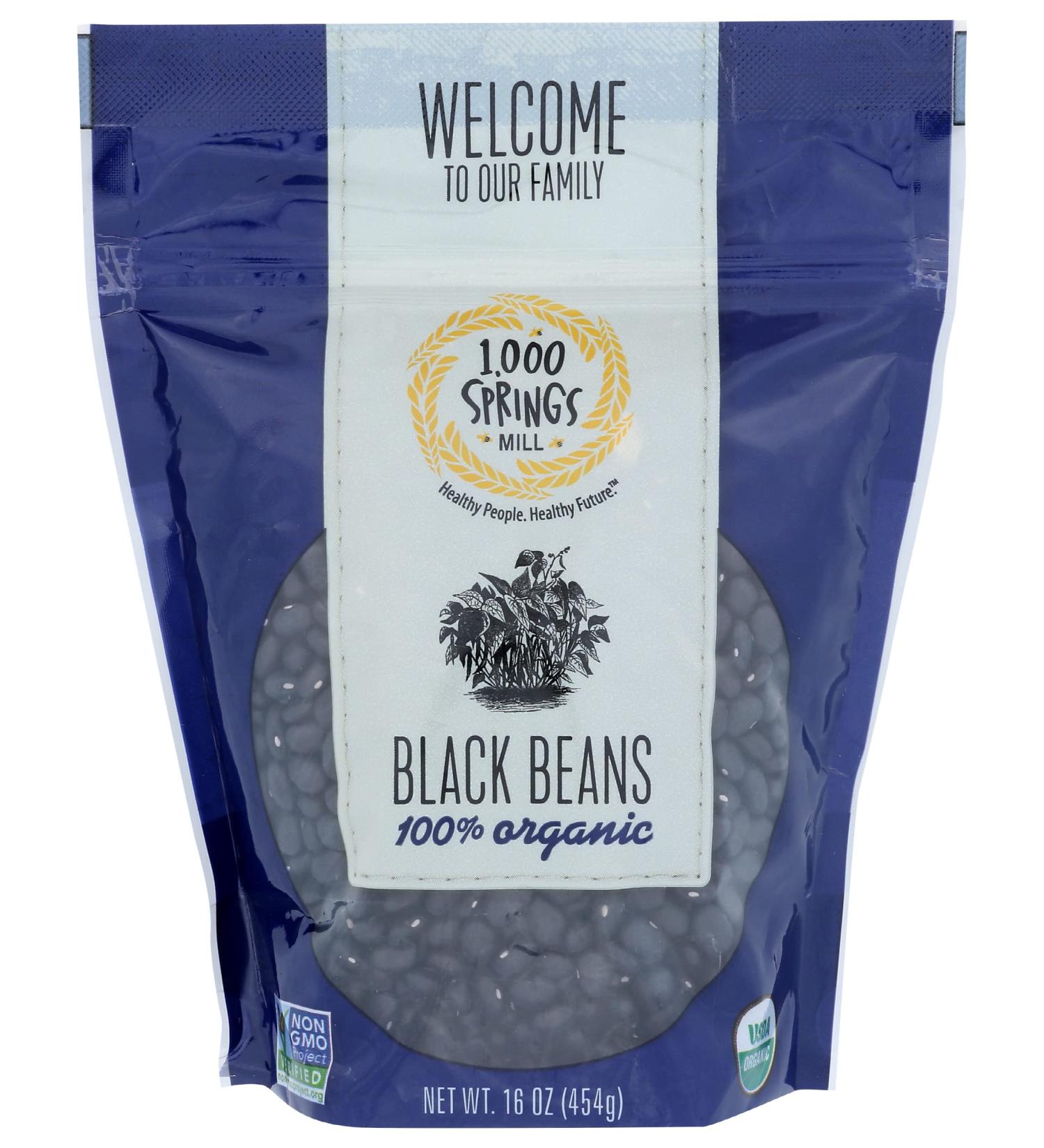 1000 Springs Mill Organic Black Beans - 16 OZ (16 Ounce) - Premium Quality - Buy Online on GoSupps.com