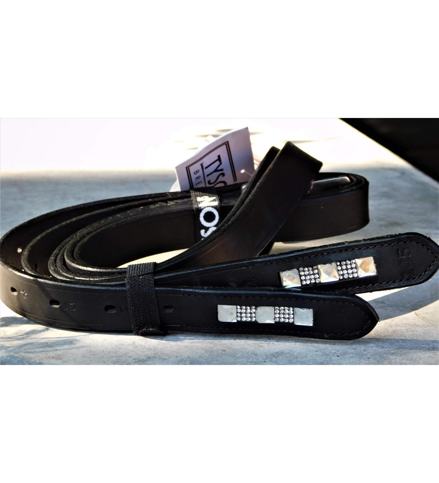 Tyssons Breeches Liz Leather Stirrup Strap Burrings - Ristrock Strass Brown & Black - Sizes 145 155 165 cm - Buy Online on GoSupps.com