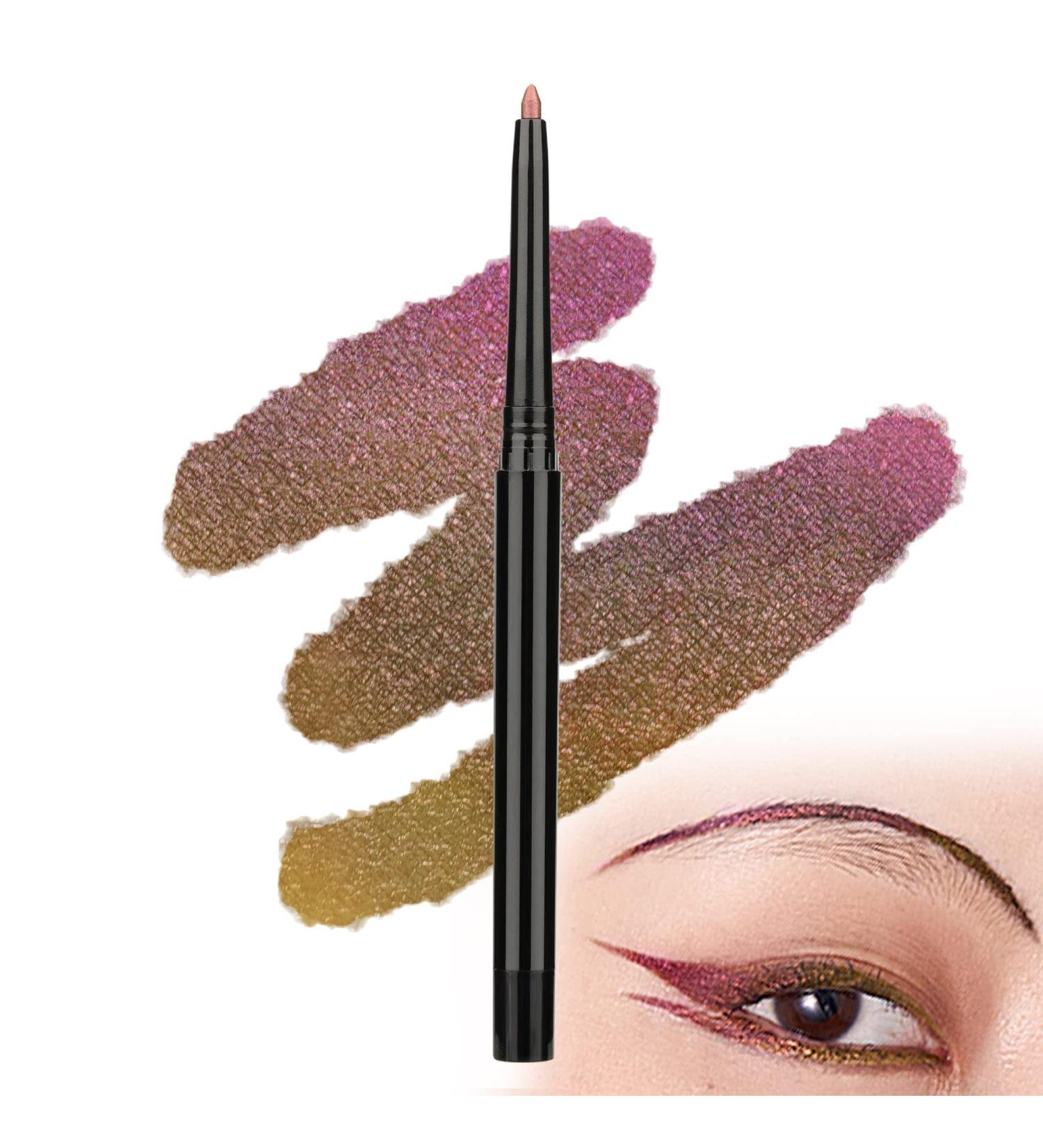 Fanxiton Brown Gold Pink Glitter Eyeliner Pencil | Waterproof Mermaid Makeup | Long-Lasting Metallic Colored Eyeliner | 24h Wear - Buy Online on GoSupps.com